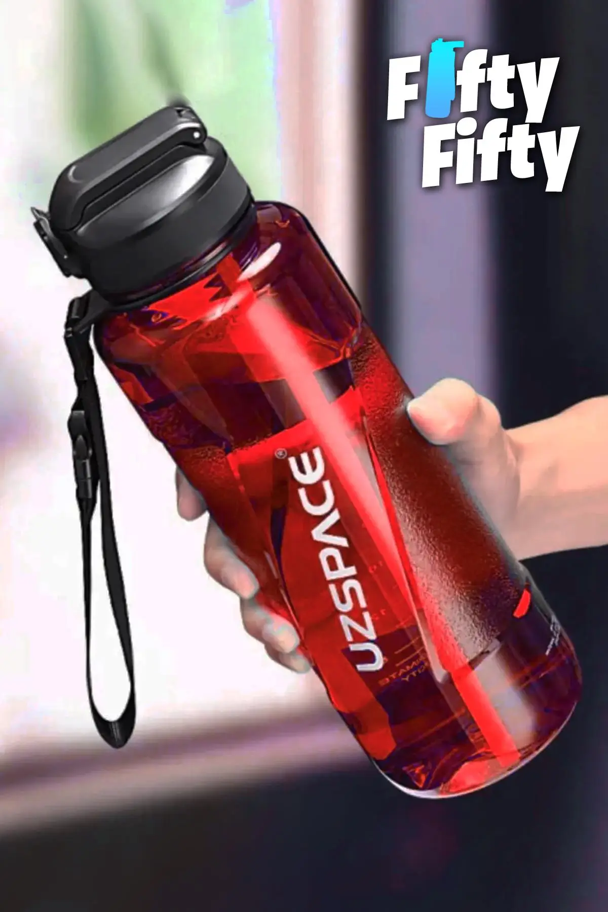 Uzspace FiftyFifty PİPETLİ MEGA BOY 1500ml Tritan Su Matarası 