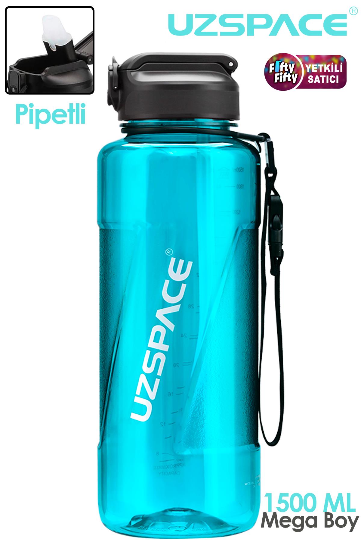 Uzspace FiftyFifty PİPETLİ MEGA BOY 1500ml Tritan Su Matarası 