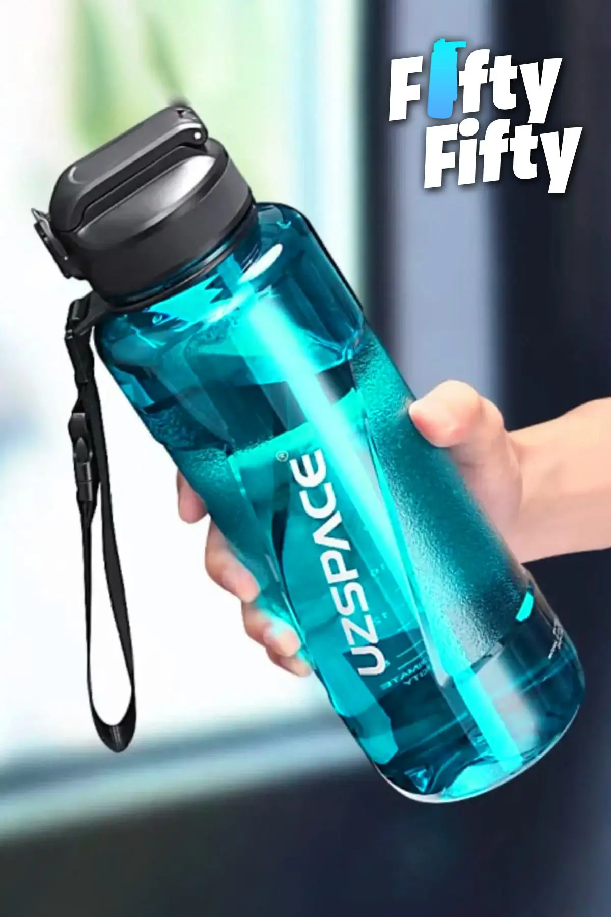 Uzspace FiftyFifty PİPETLİ MEGA BOY 1500ml Tritan Su Matarası 