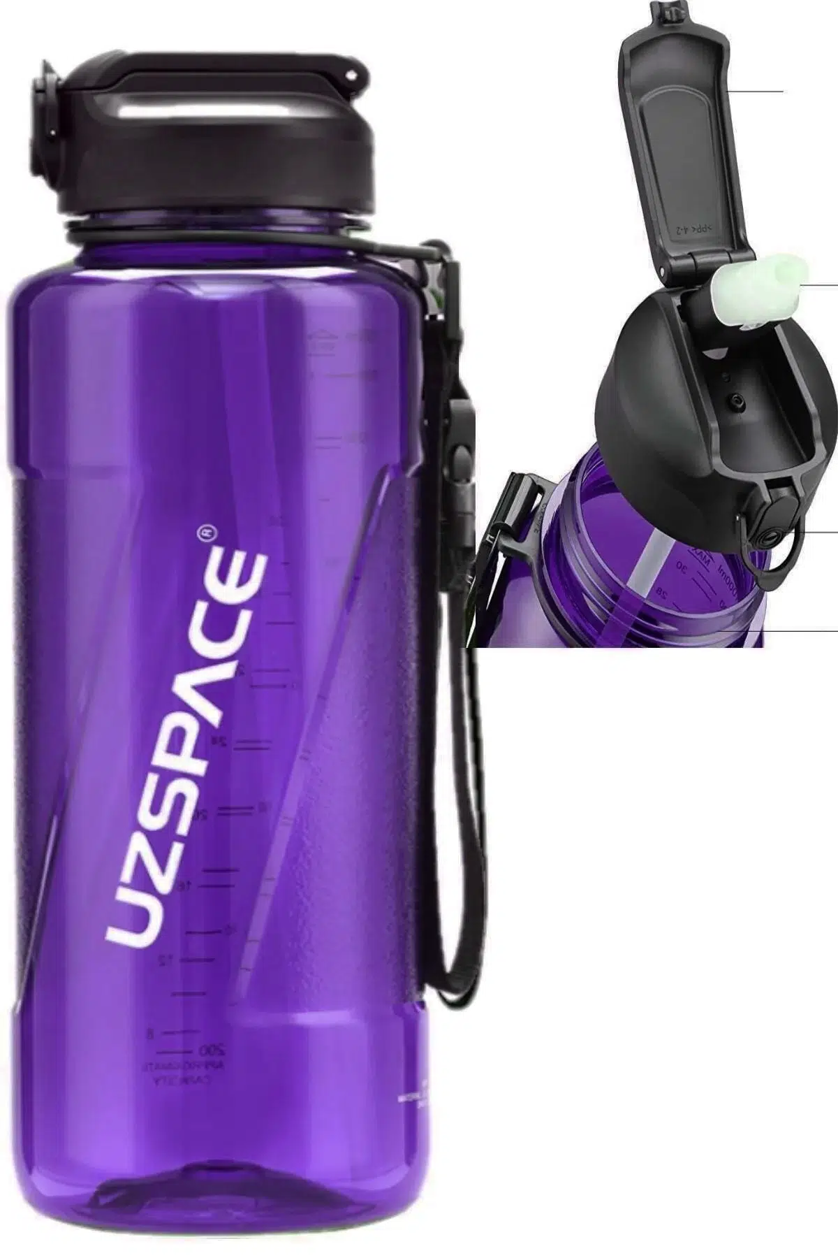 Uzspace FiftyFifty PİPETLİ MEGA BOY 1500ml Tritan Su Matarası 