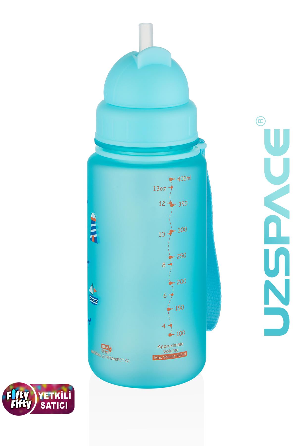 Uzspace Figürlü 400 ml Pipetli Tritan Çocuk Su Matarası 