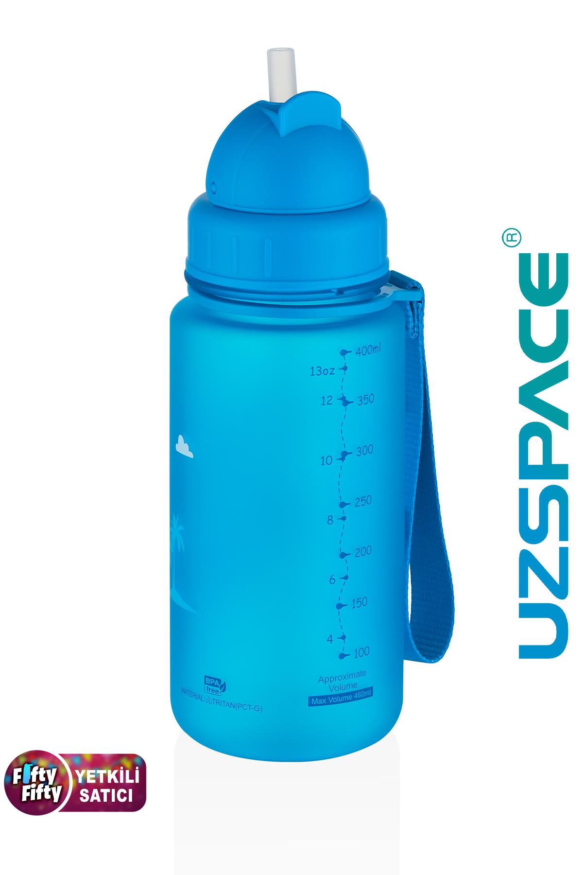 Uzspace Figürlü 400 ml Pipetli Tritan Çocuk Su Matarası 