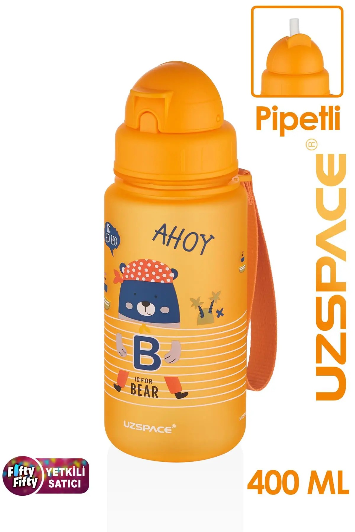 Uzspace Figürlü 400 ml Pipetli Tritan Çocuk Su Matarası 
