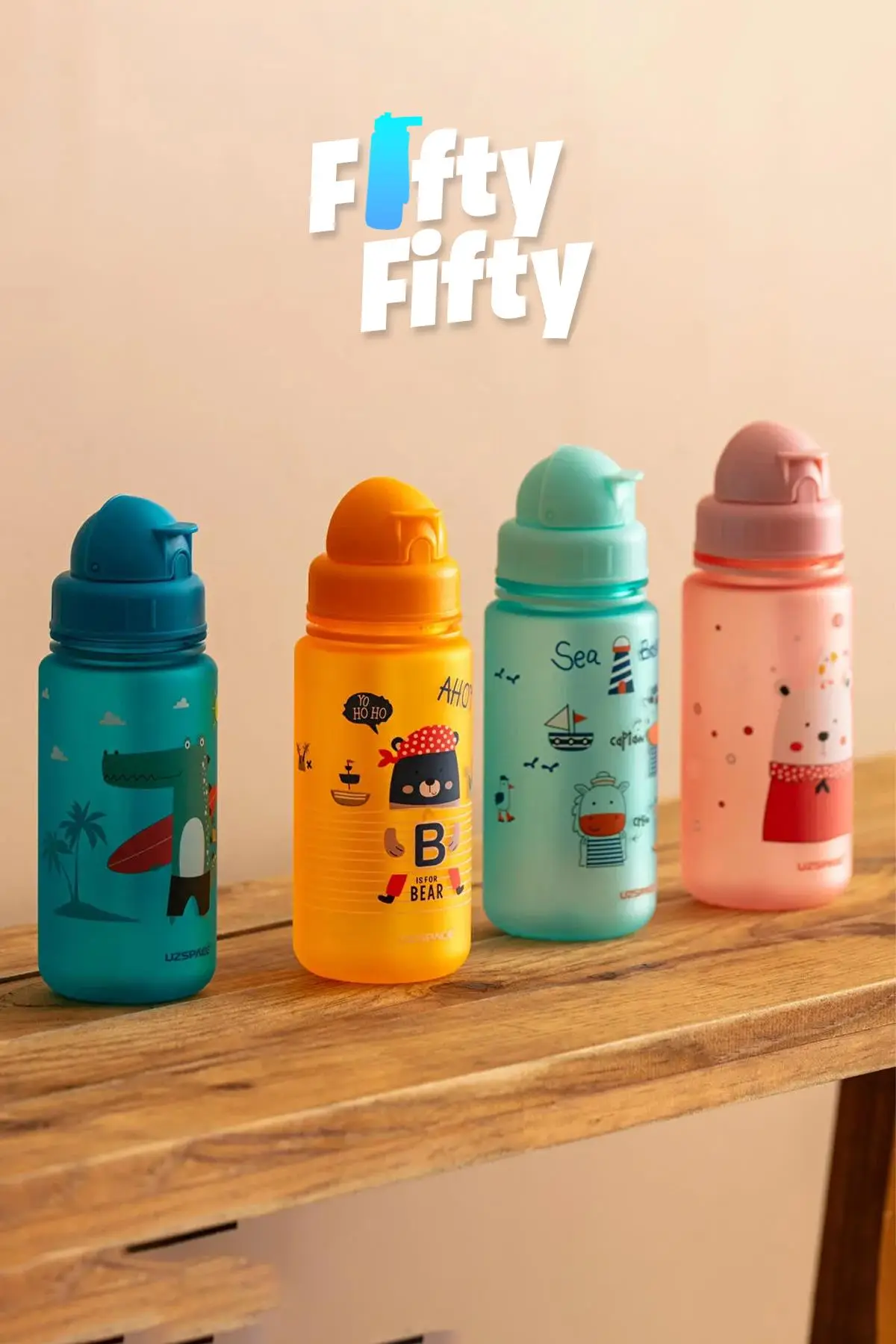Uzspace Figürlü 400 ml Pipetli Tritan Çocuk Su Matarası 