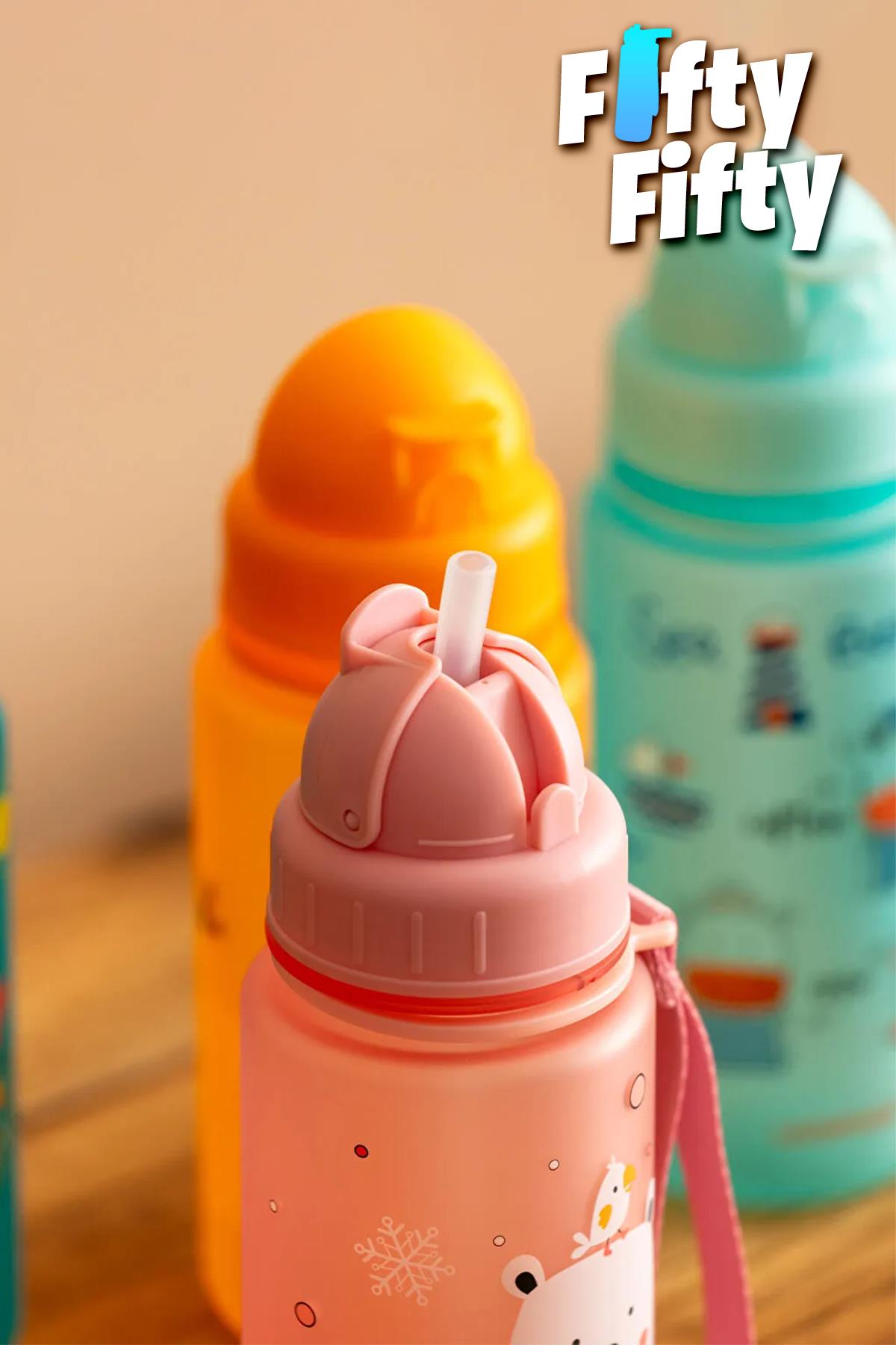 Uzspace Figürlü 400 ml Pipetli Tritan Çocuk Su Matarası 