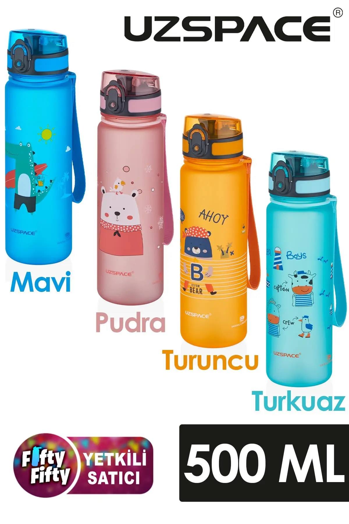 Uzspace Figürlü 500 ml Tritan Çocuk Su Matarası 