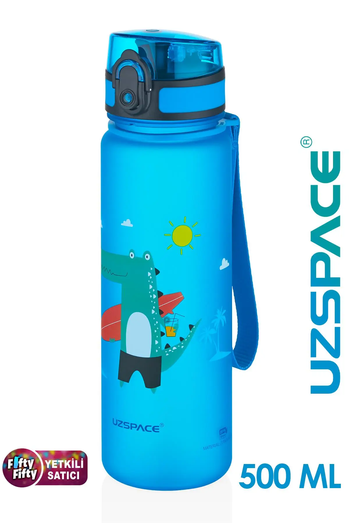 Uzspace Figürlü 500 ml Tritan Çocuk Su Matarası - Mavi