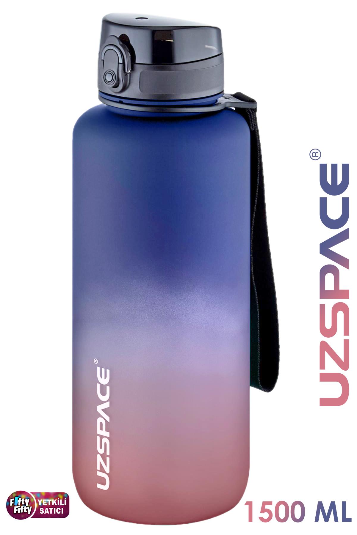 Uzspace Motivasyon Matarası 1500 ml MEGA BÜYÜK BOY Çift Renk 8 Farklı Renk 
