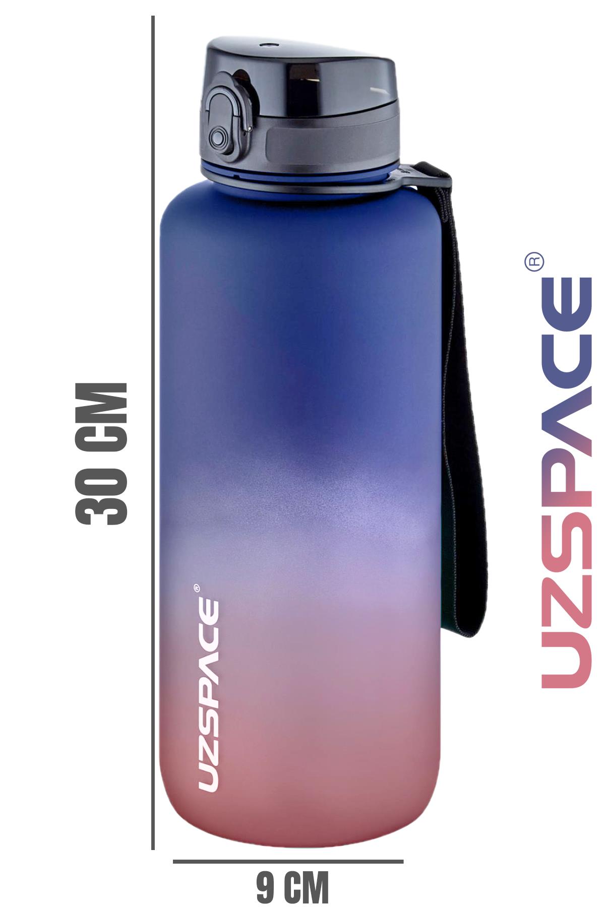 Uzspace Motivasyon Matarası 1500 ml MEGA BÜYÜK BOY Çift Renk 8 Farklı Renk 