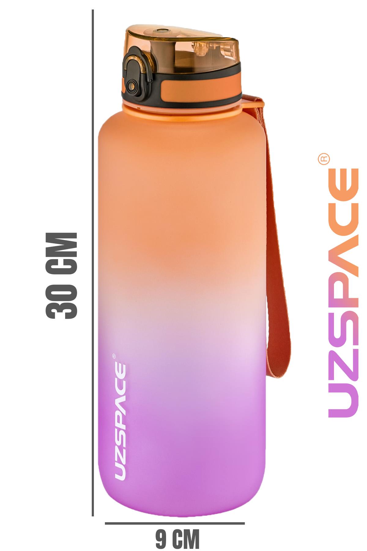 Uzspace Motivasyon Matarası 1500 ml MEGA BÜYÜK BOY Çift Renk 8 Farklı Renk 