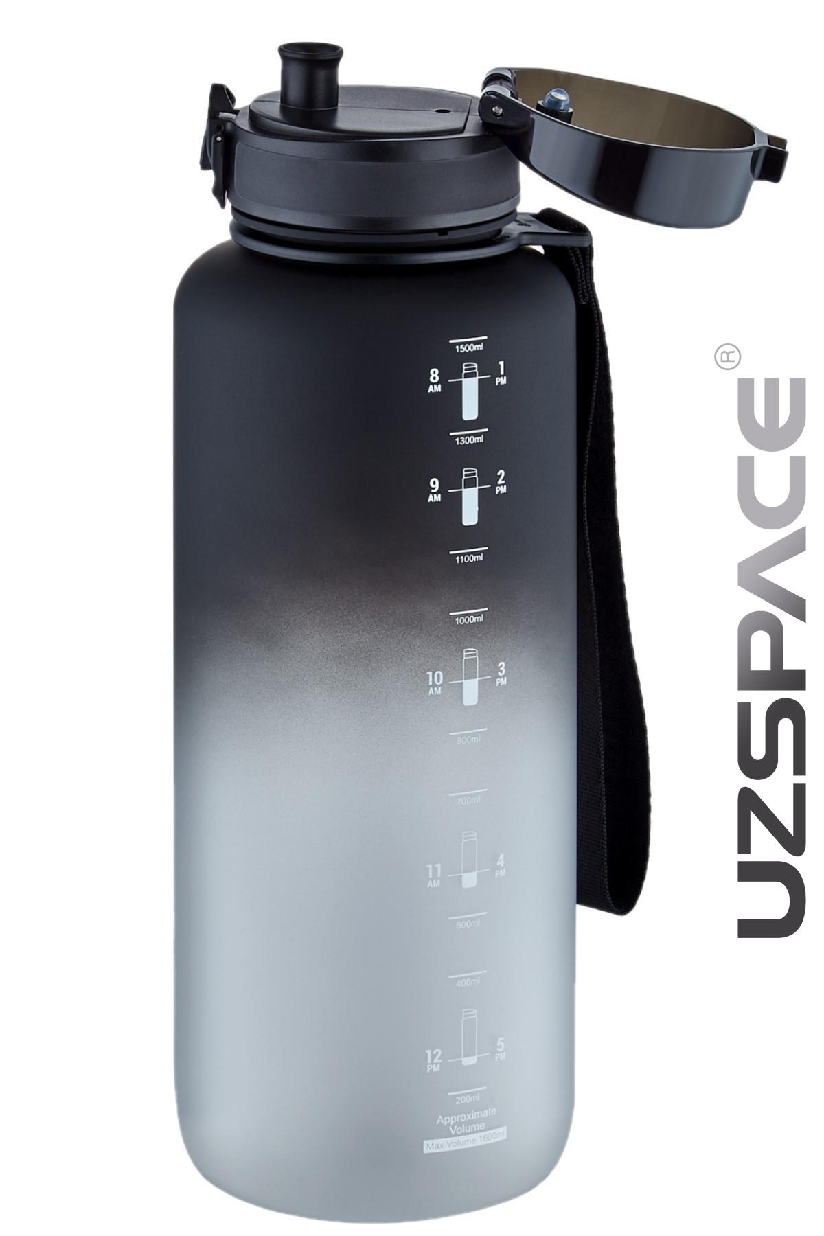 Uzspace Motivasyon Matarası 1500 ml MEGA BÜYÜK BOY Çift Renk 8 Farklı Renk 