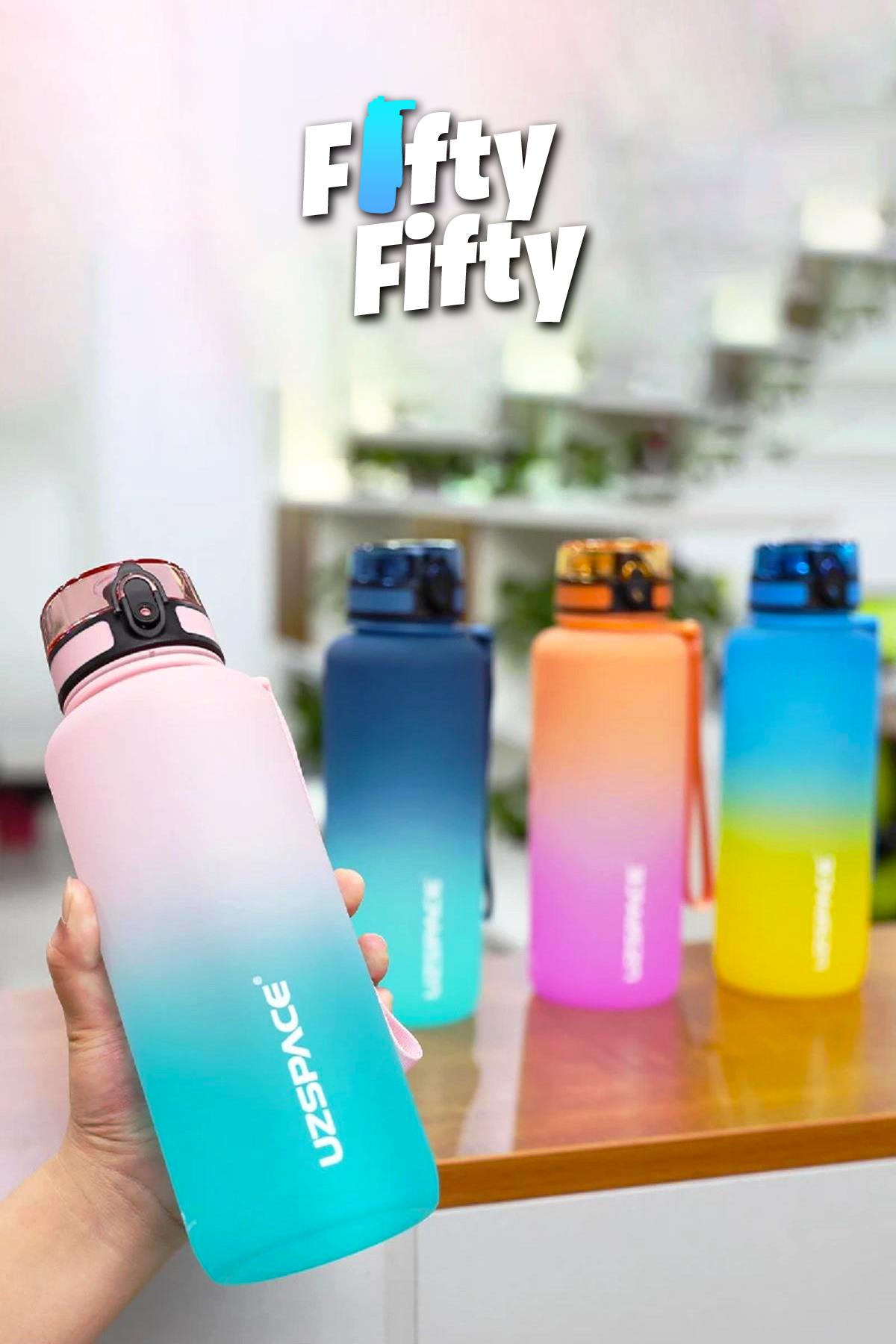 Uzspace Motivasyon Matarası 1500 ml MEGA BÜYÜK BOY Çift Renk 8 Farklı Renk 