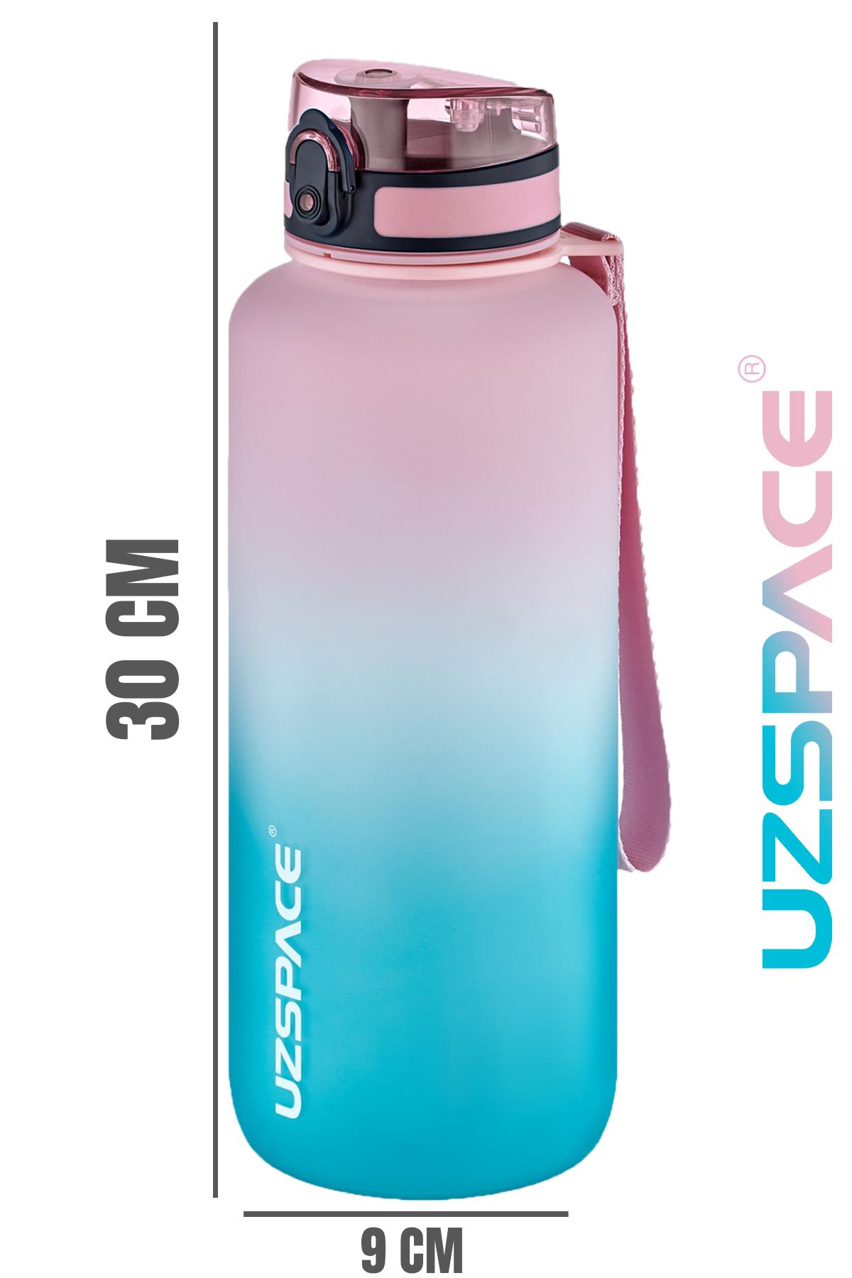 Uzspace Motivasyon Matarası 1500 ml MEGA BÜYÜK BOY Çift Renk 8 Farklı Renk 