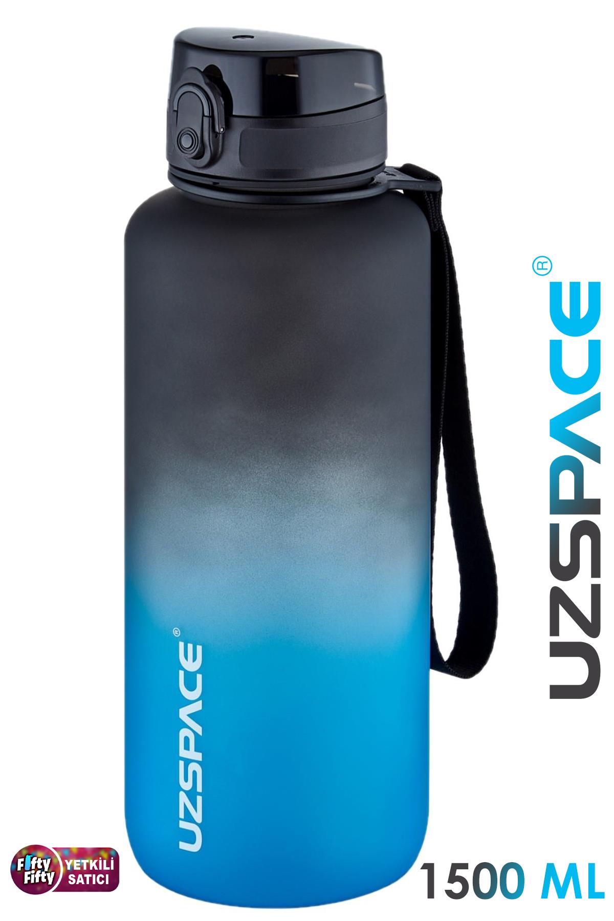 Uzspace Motivasyon Matarası 1500 ml MEGA BÜYÜK BOY Çift Renk 8 Farklı Renk 