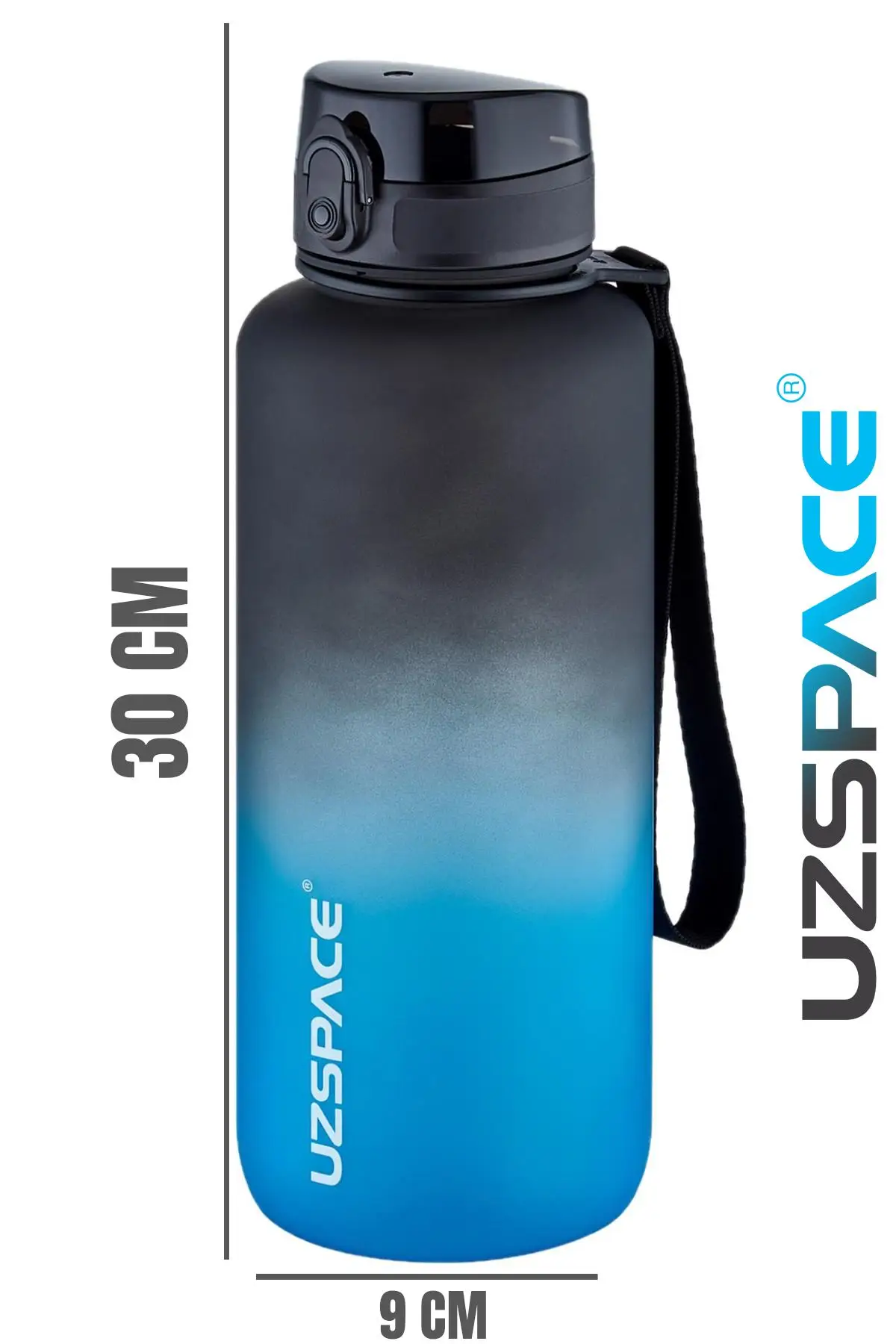 Uzspace Motivasyon Matarası 1500 ml MEGA BÜYÜK BOY Çift Renk Tritan 8 Farklı Renk 