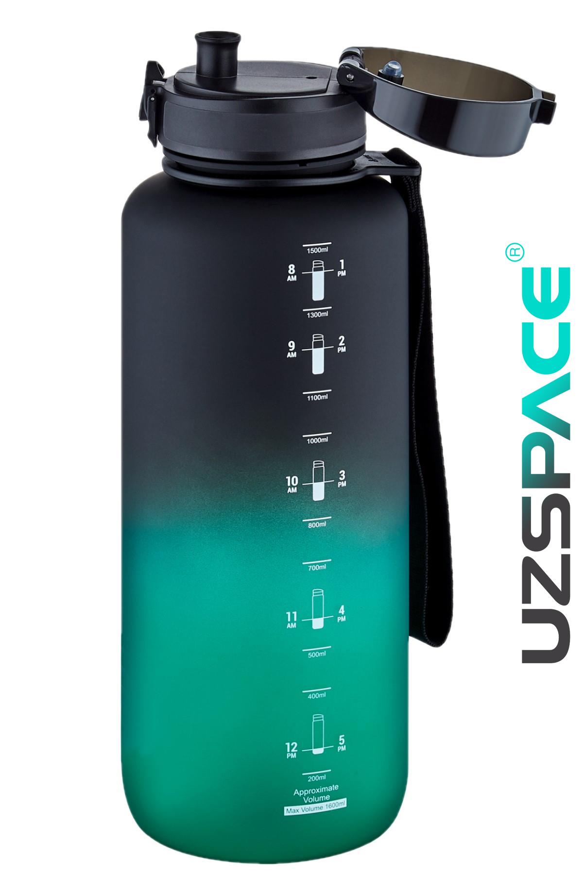 Uzspace Motivasyon Matarası 1500 ml MEGA BÜYÜK BOY Çift Renk 8 Farklı Renk 
