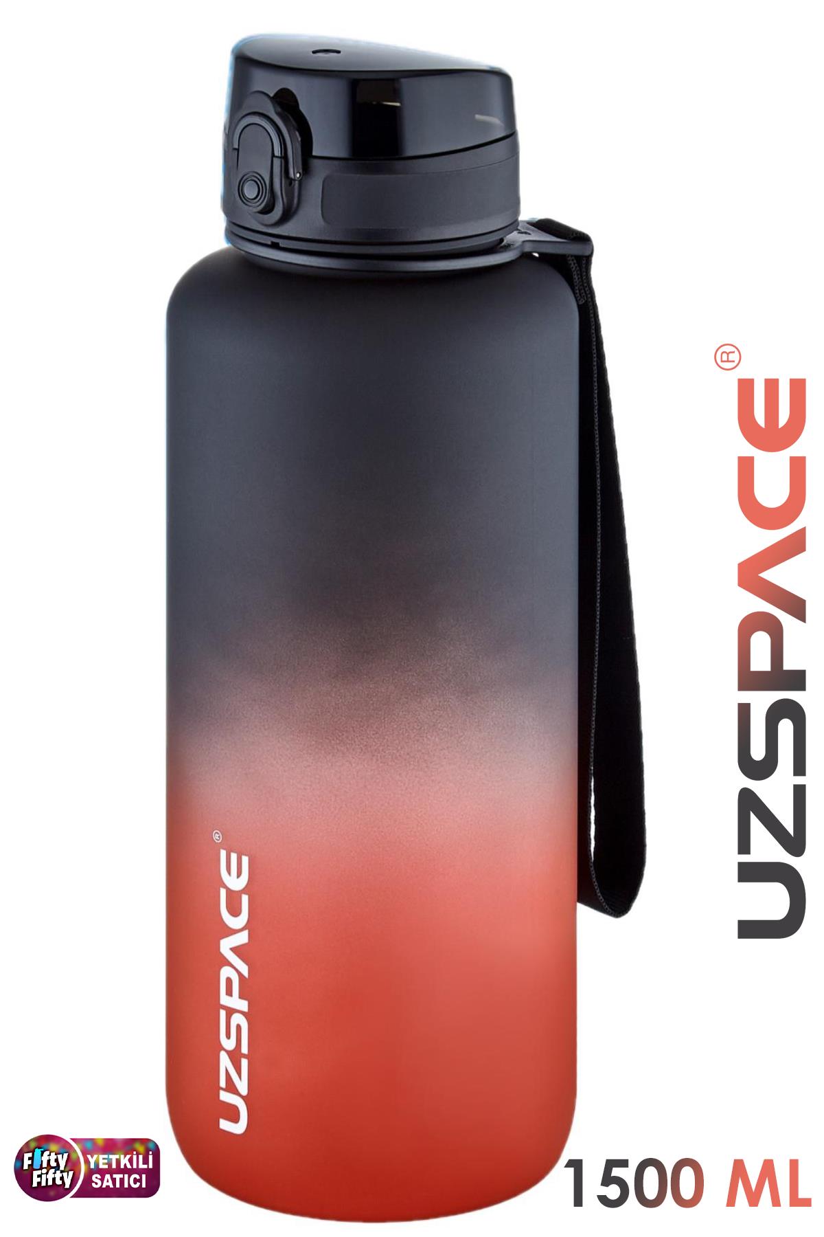 Uzspace Motivasyon Matarası 1500 ml MEGA BÜYÜK BOY Çift Renk 8 Farklı Renk 