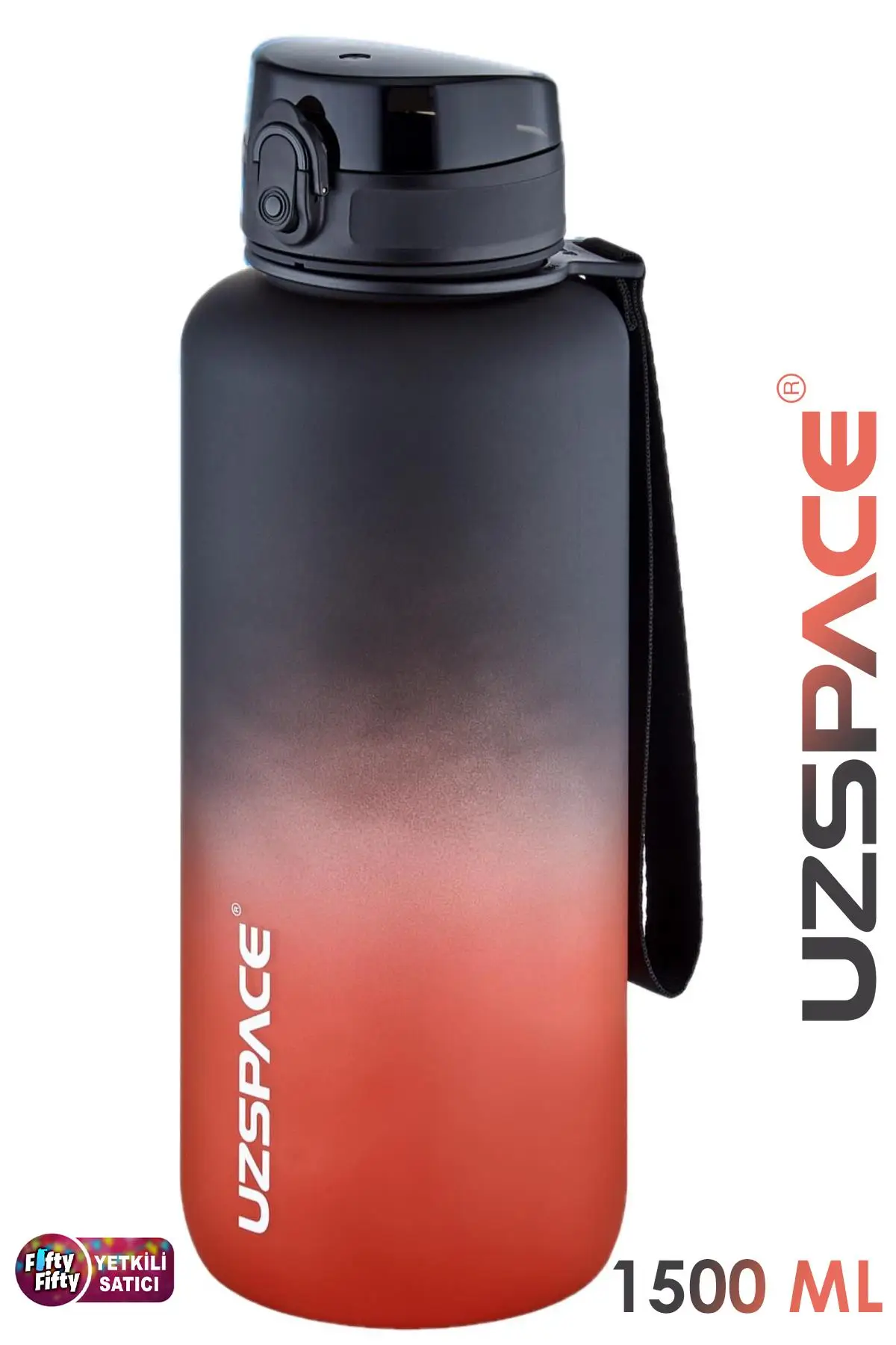 Uzspace Motivasyon Matarası 1500 ml MEGA BÜYÜK BOY Çift Renk Tritan 8 Farklı Renk 