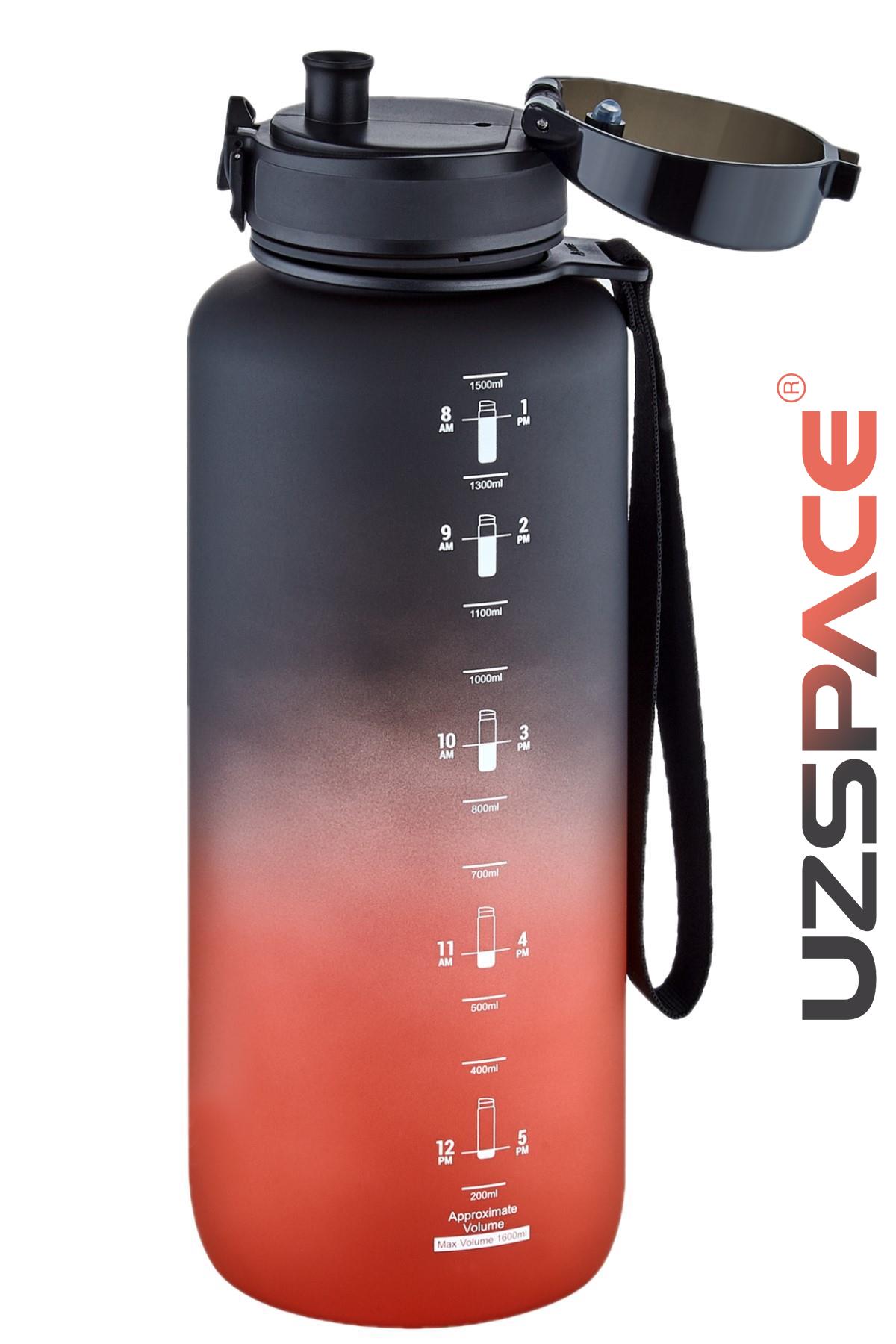 Uzspace Motivasyon Matarası 1500 ml MEGA BÜYÜK BOY Çift Renk 8 Farklı Renk 