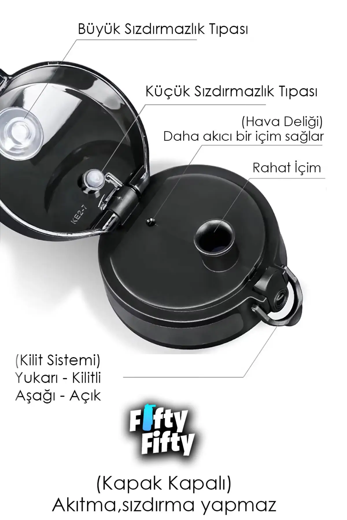 Uzspace Motivasyon Matarası 1500 ml MEGA BÜYÜK BOY Çift Renk Tritan 8 Farklı Renk 