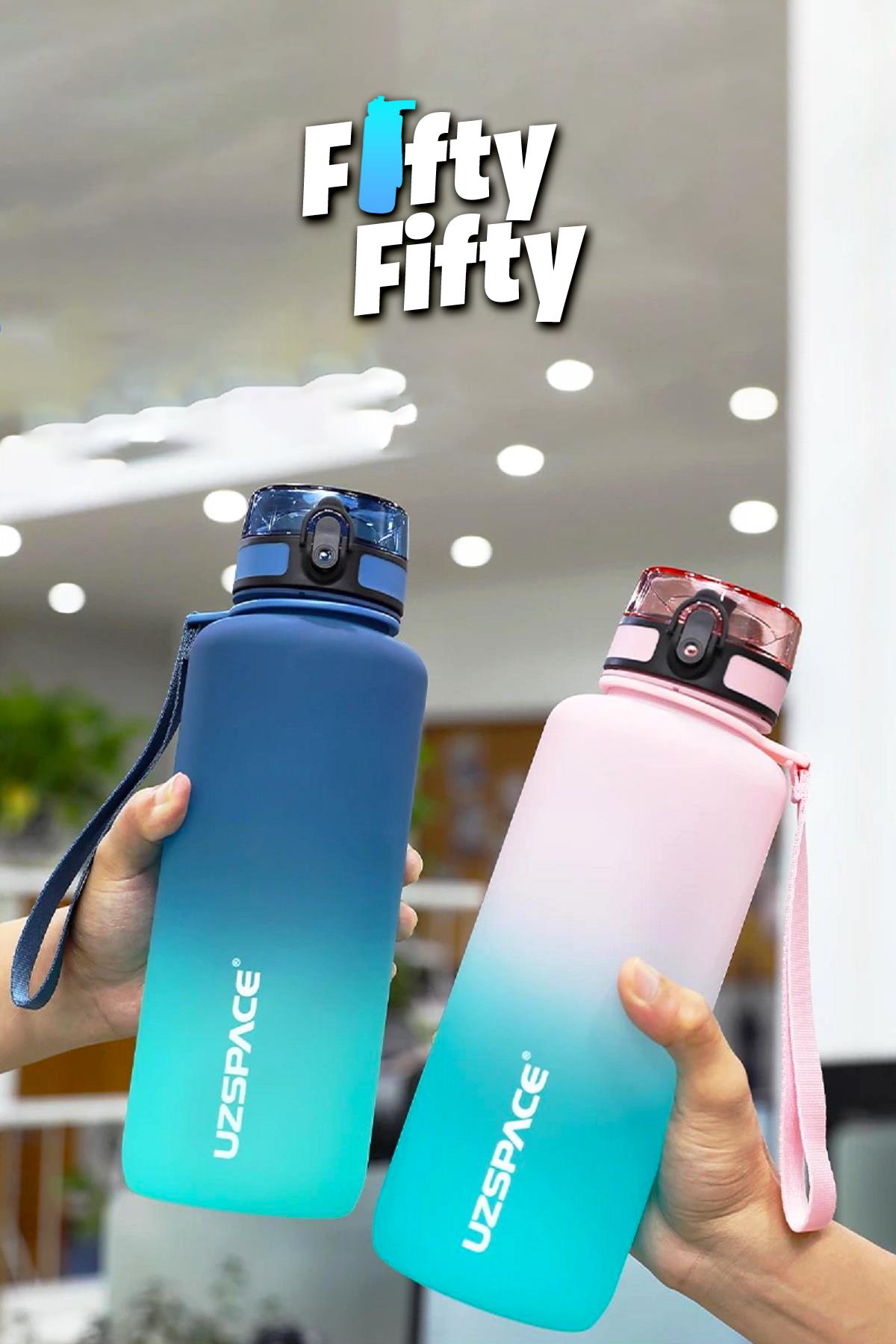 Uzspace Motivasyon Matarası 1500 ml MEGA BÜYÜK BOY Çift Renk 8 Farklı Renk 
