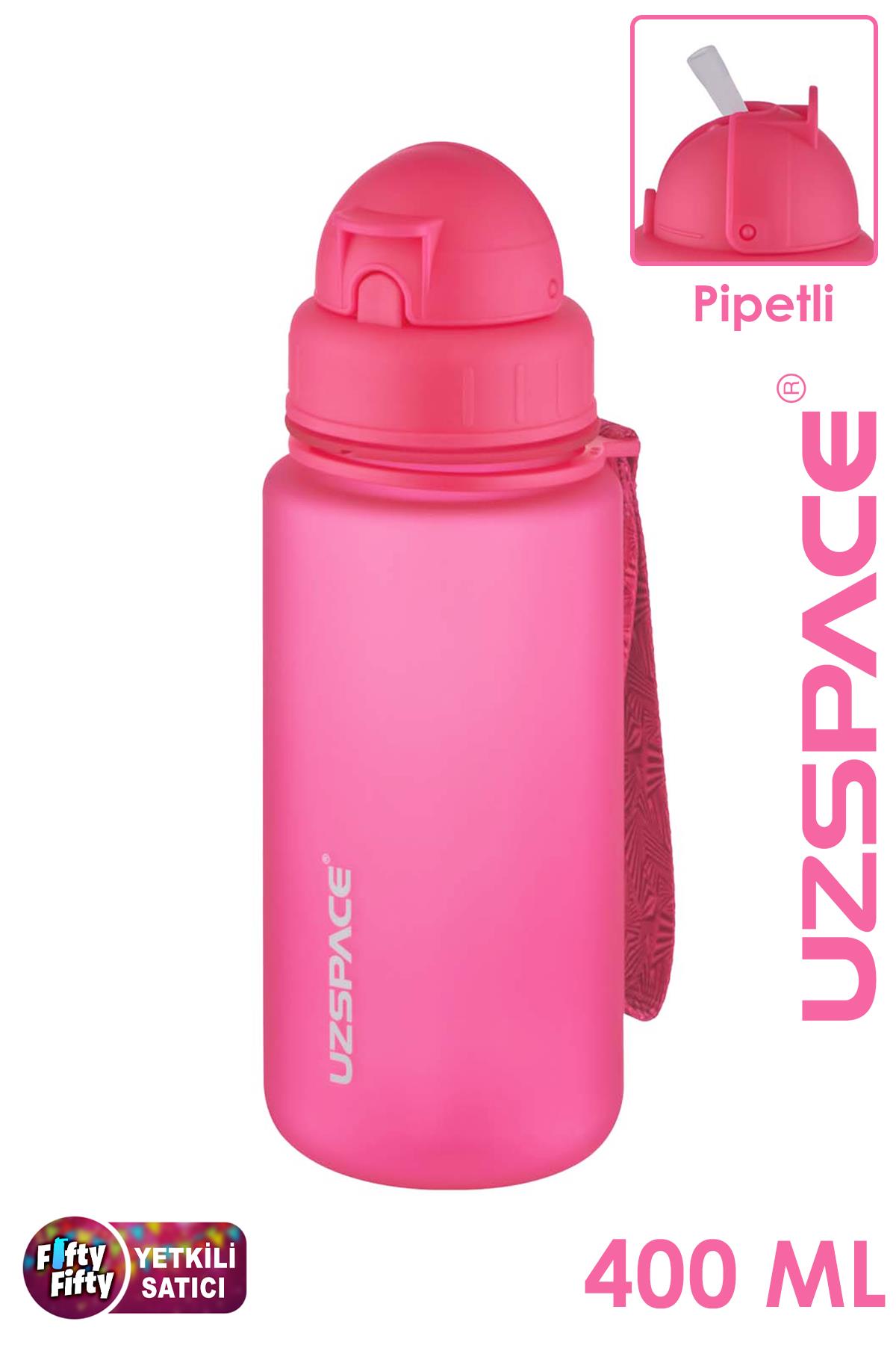 Uzspace Pipetli 400 ml Tritan Çocuk Su Matarası FiftyFifty - Pembe