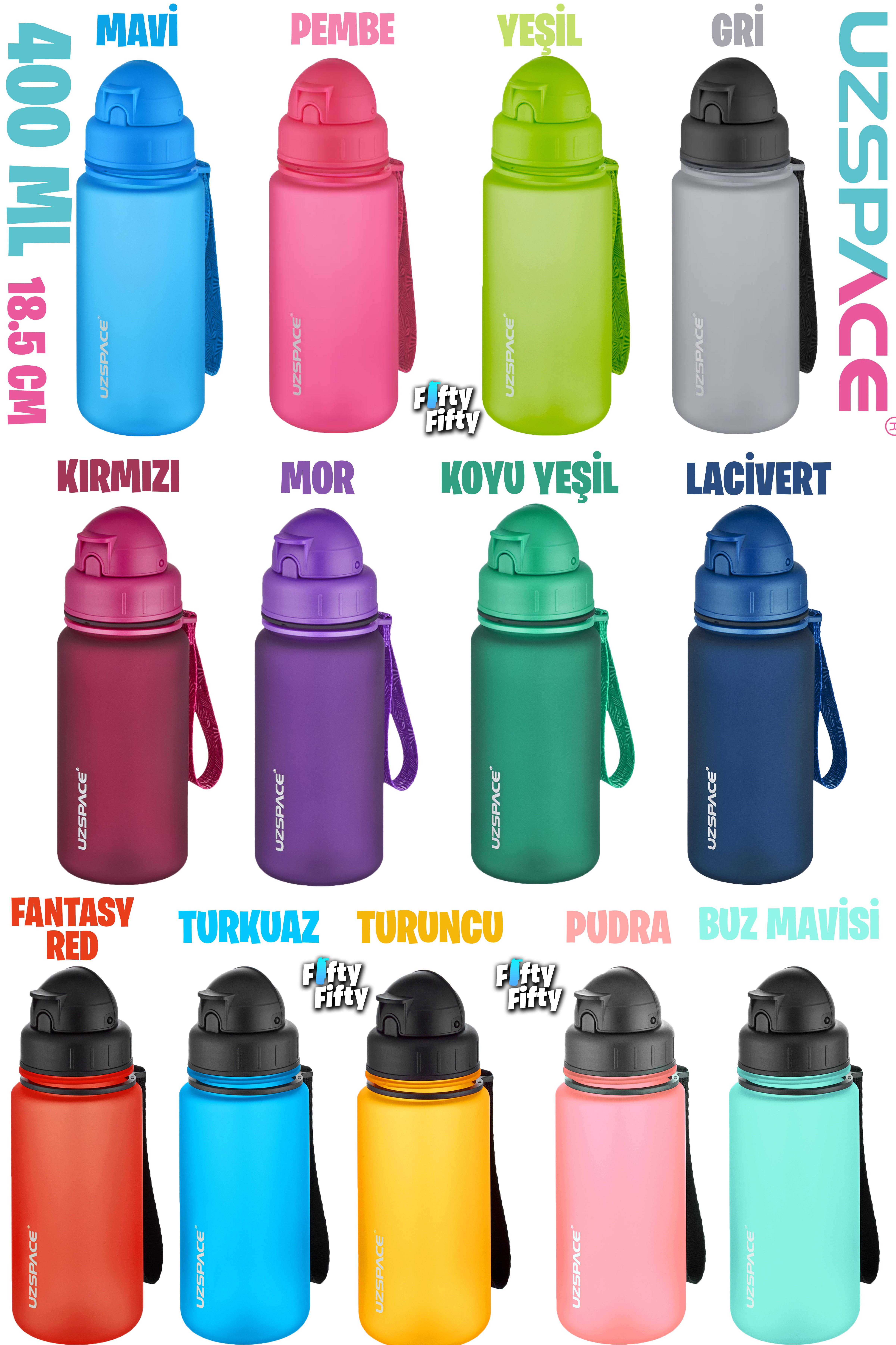 Uzspace Pipetli 400 ml Tritan Çocuk Su Matarası FiftyFifty