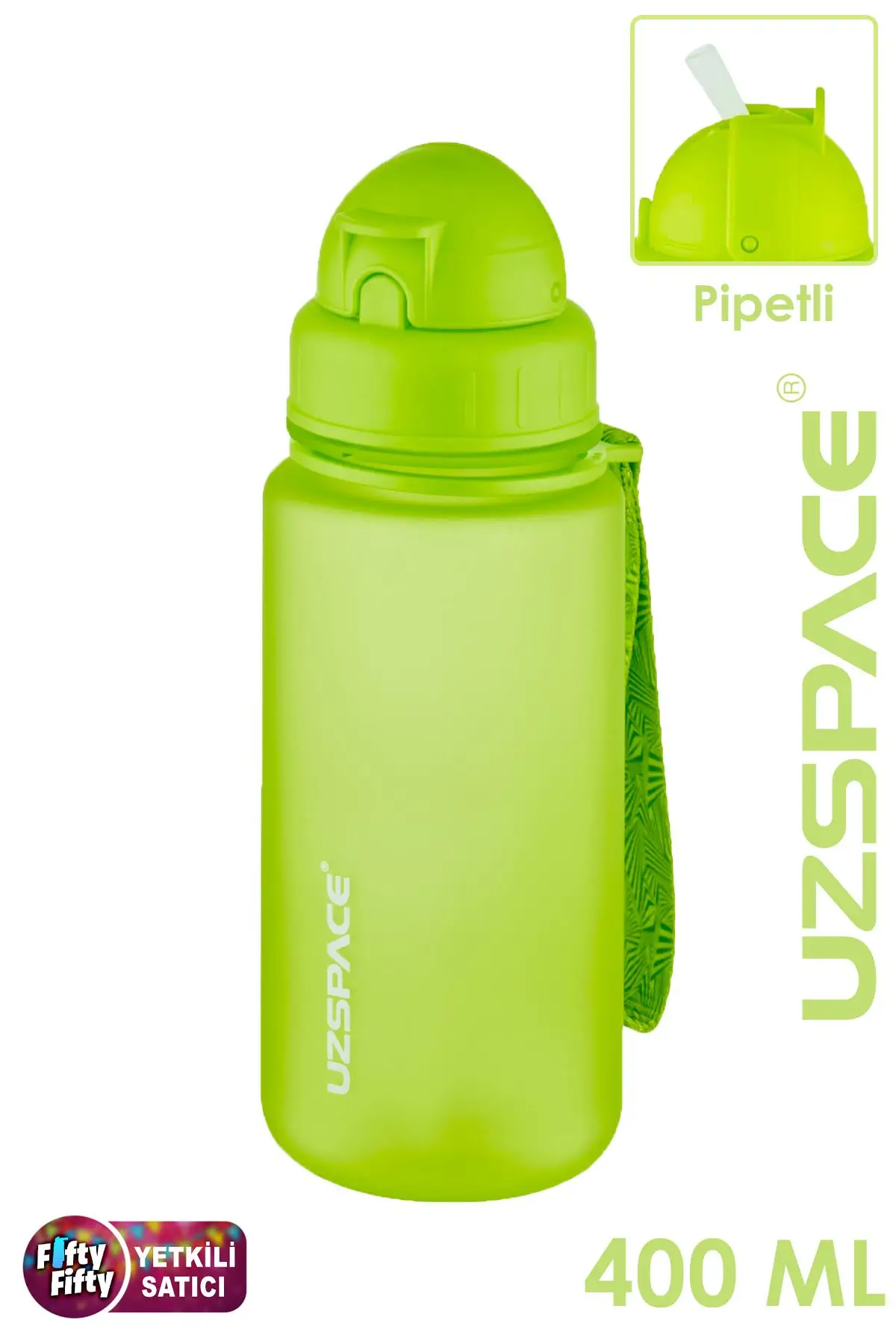 Uzspace Pipetli 400 ml Tritan Çocuk Su Matarası FiftyFifty - Yeşil