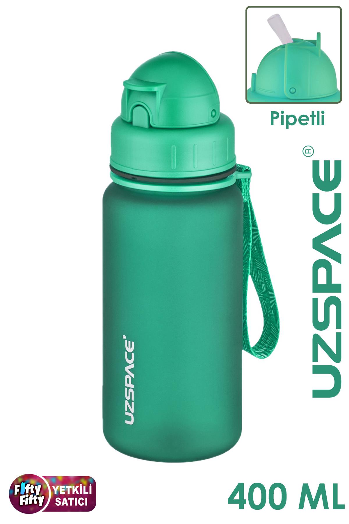 Uzspace Pipetli 400 ml Tritan Çocuk Su Matarası FiftyFifty - KoyuYeşil