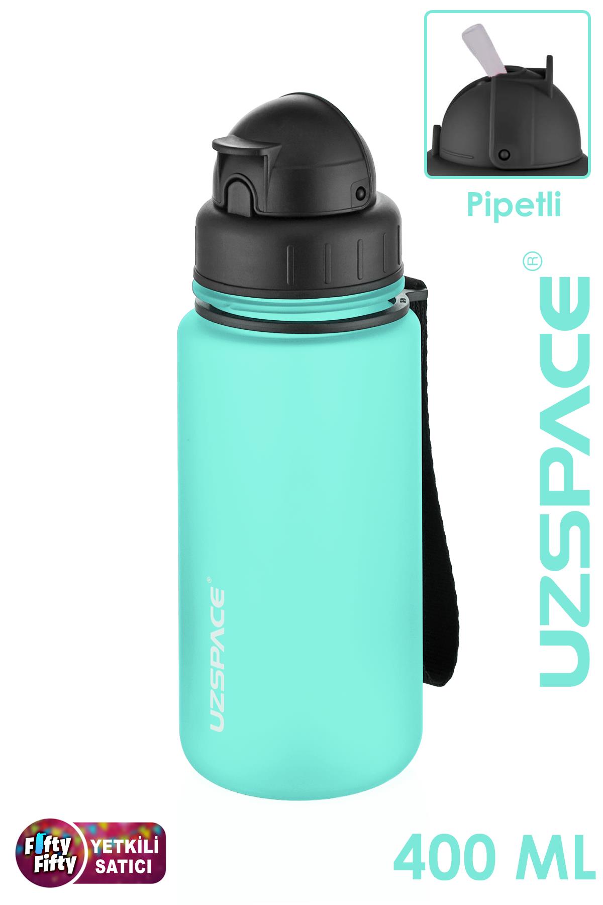Uzspace Pipetli 400 ml Tritan Çocuk Su Matarası FiftyFifty - BuzMavisi