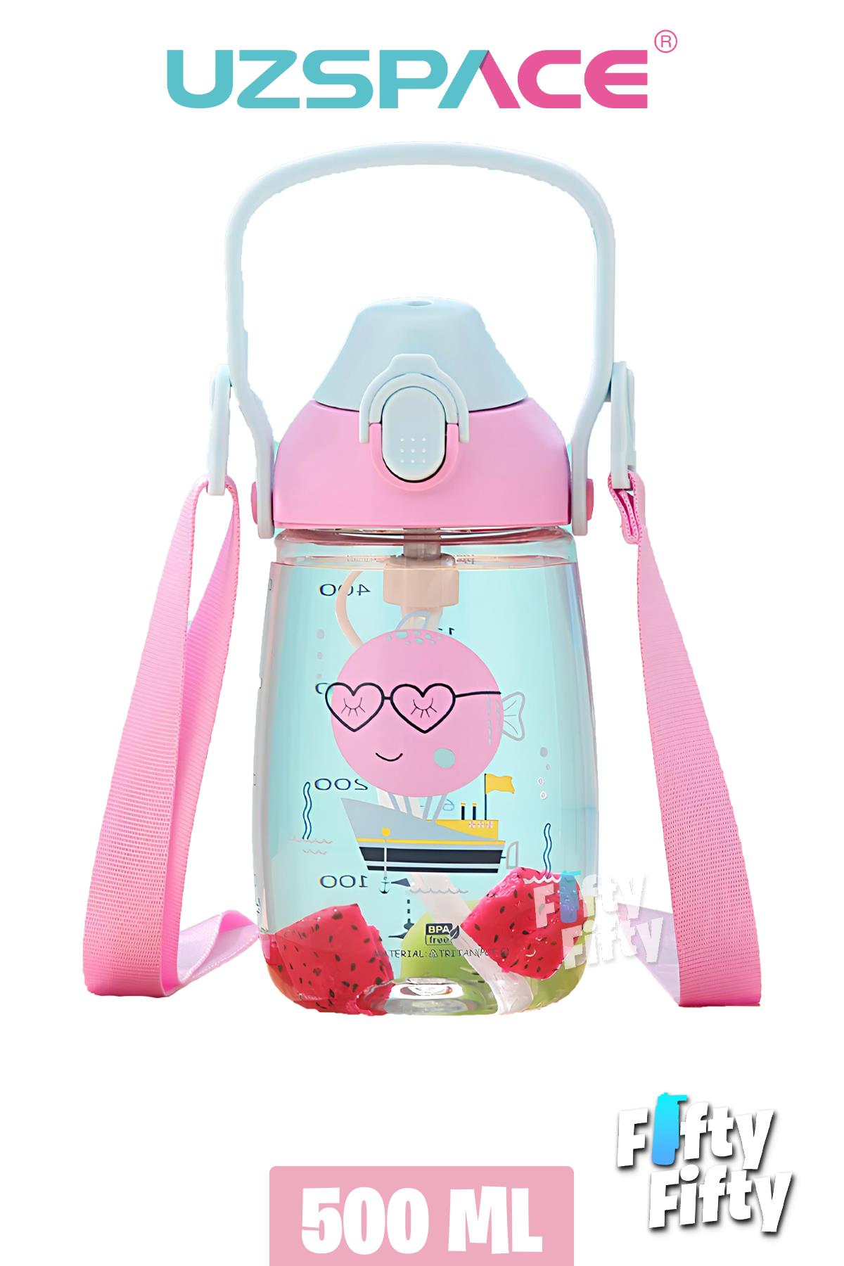 Uzspace Pipetli 500 Ml Boyun Askılı Tritan Çocuk Su Matarası -Kutulu- FFUZ2201500 