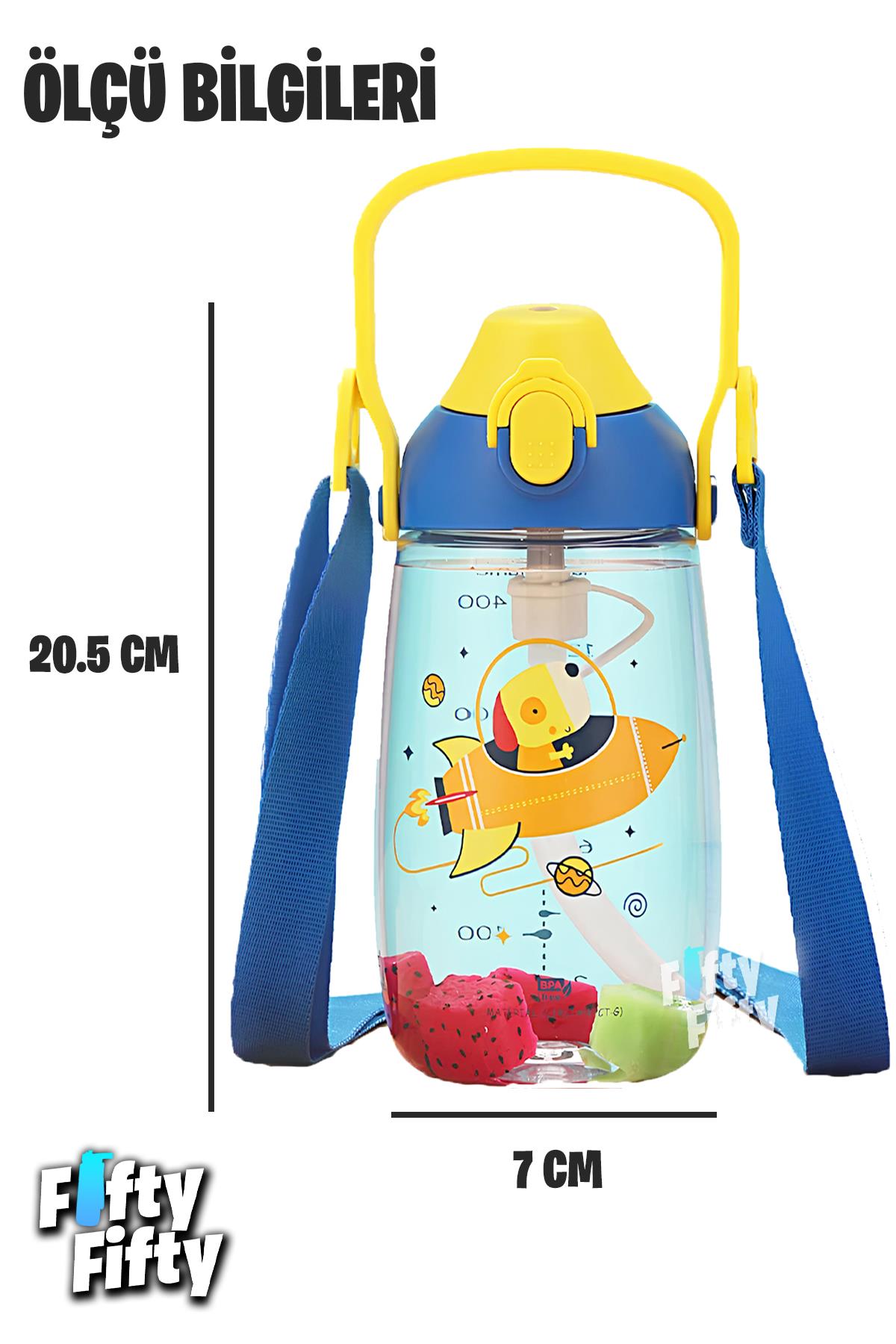 Uzspace Pipetli 680 Ml Boyun Askılı Tritan Çocuk Su Matarası -Kutulu- FFUZ2202680 