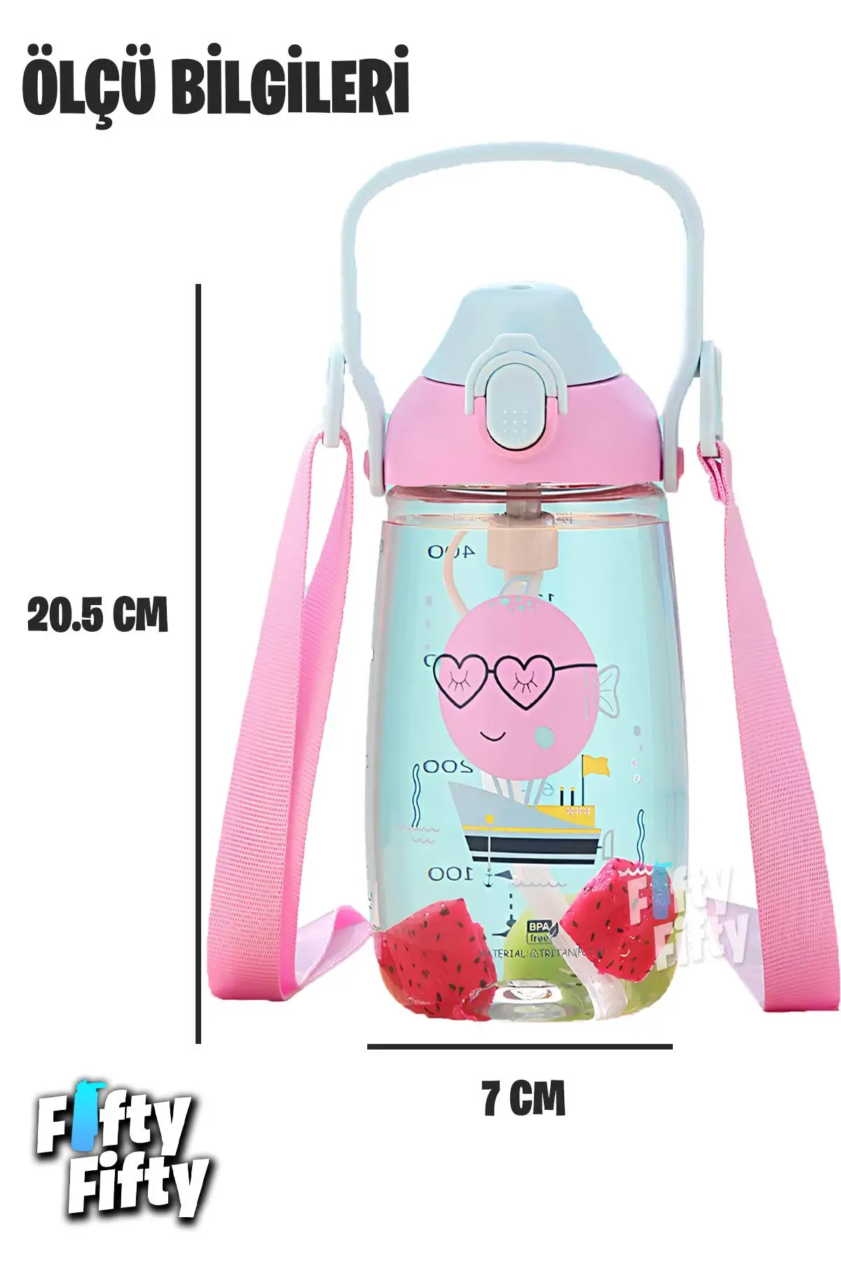 Uzspace Pipetli 680 Ml Boyun Askılı Tritan Çocuk Su Matarası -Kutulu- FFUZ2202680 