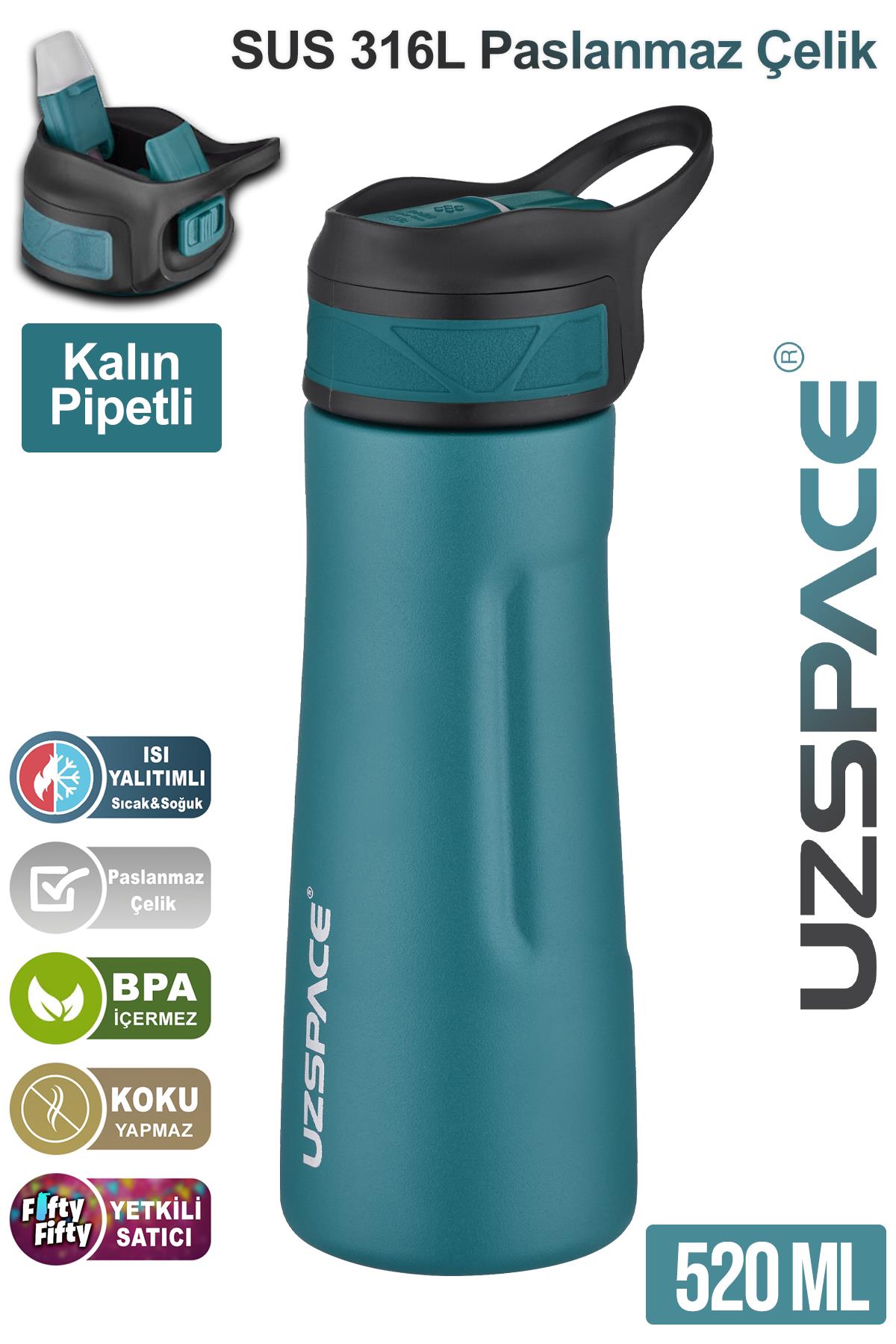 Uzspace Pipetli Çelik Termos 520 ml 4 farklı renk 12 saate kadar yalıtım