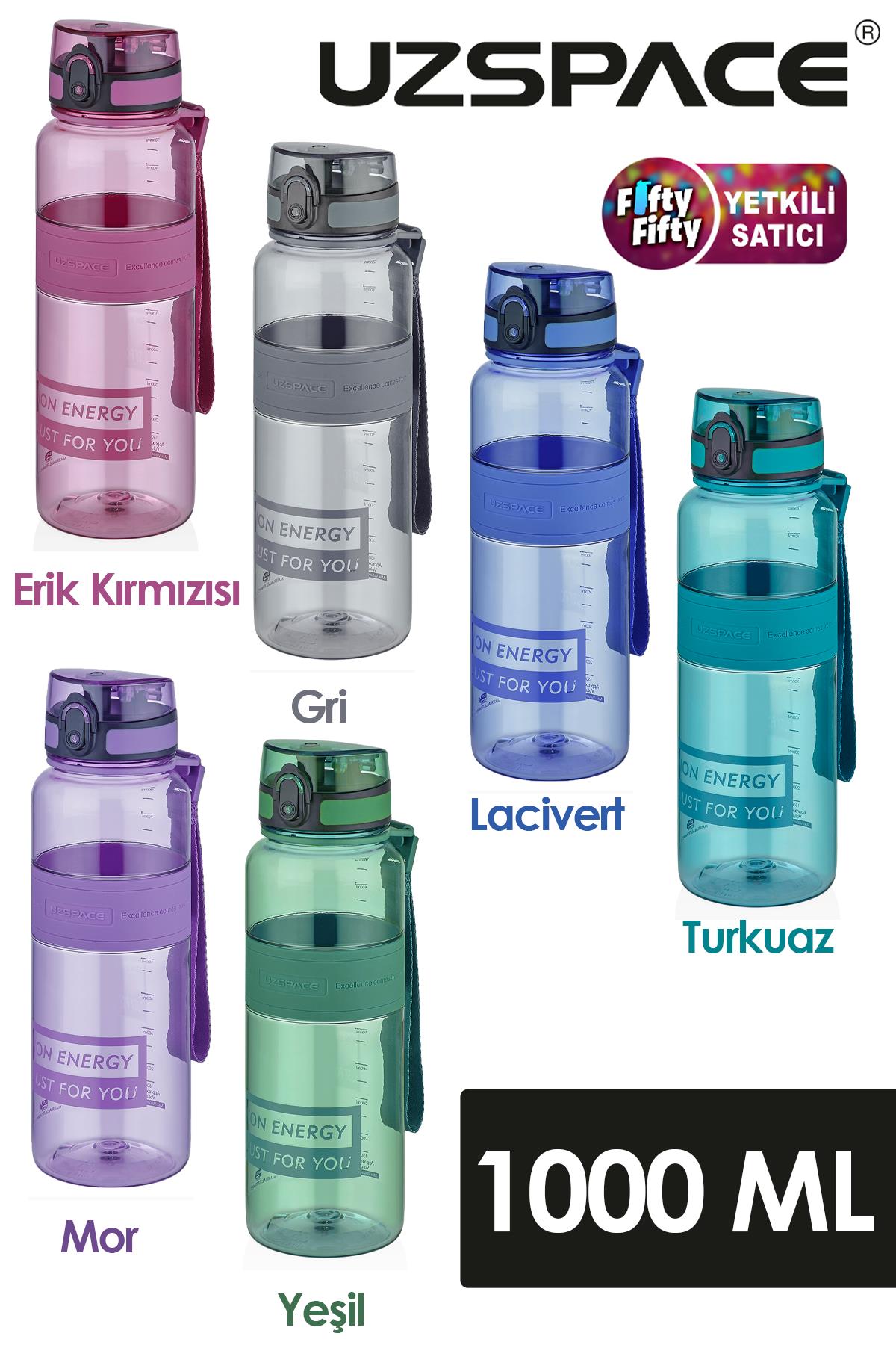Uzspace Tritan Su Matarası 1000ml 1 Litre Büyük Boy Yenilenen Renkler 