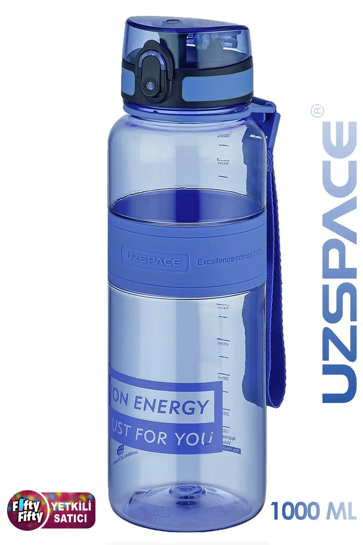 Uzspace Tritan Su Matarası 1000ml 1 Litre Büyük Boy Yenilenen Renkler - Lacivert