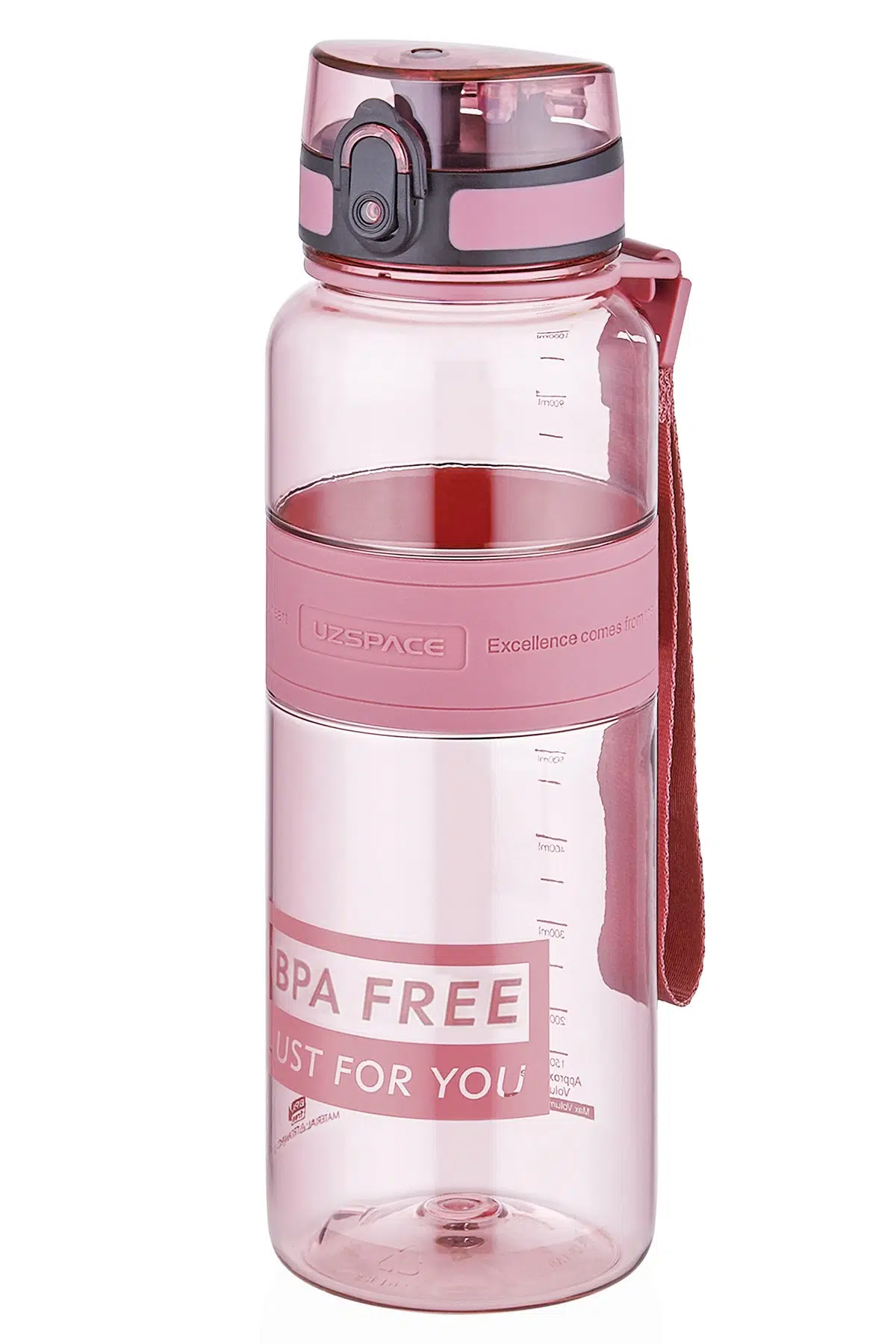 Uzspace Tritan Su Matarası 1000ml 1 Litre Büyük Boy Yenilenen Renkler - Pudra