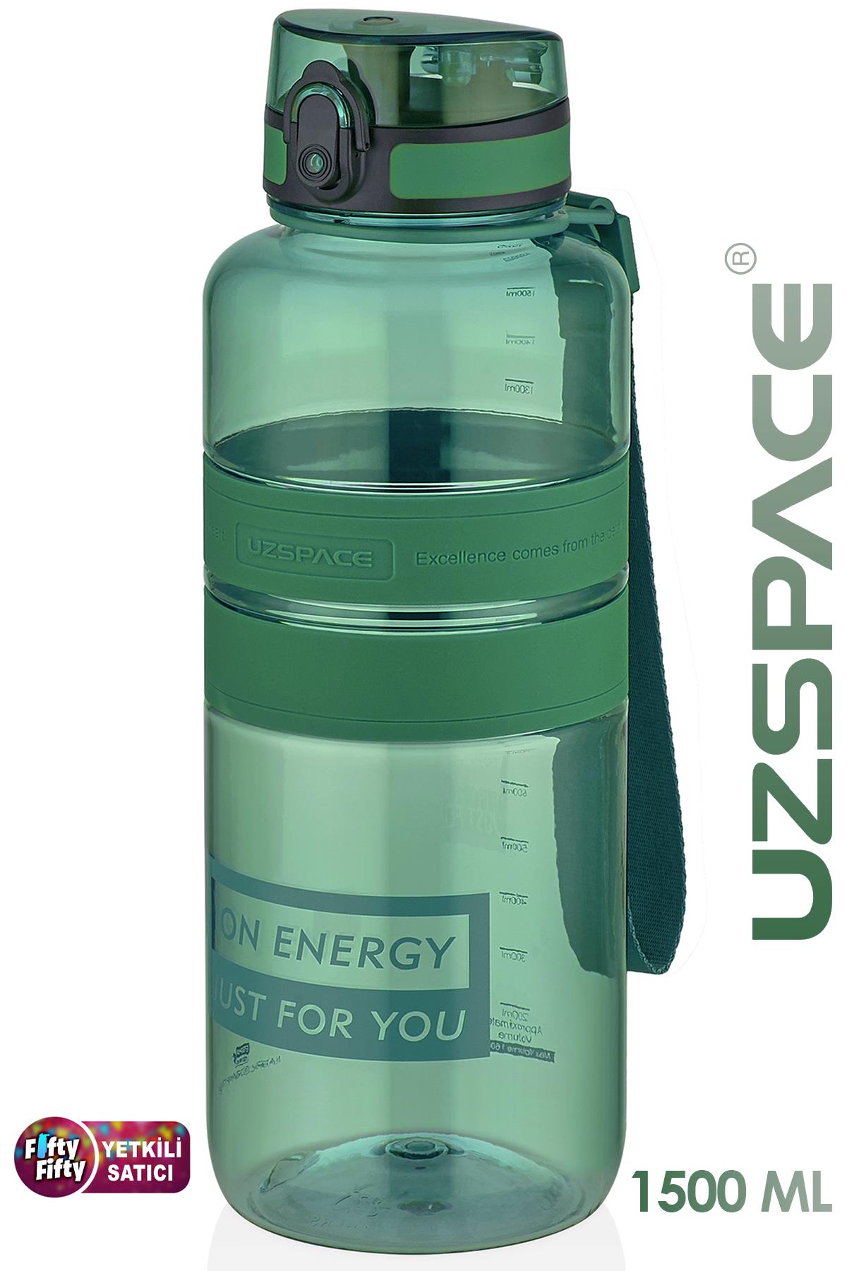 Uzspace Tritan Su Matarası 1500ml 1.5 Litre Mega Boy Yenilenen Renkler 