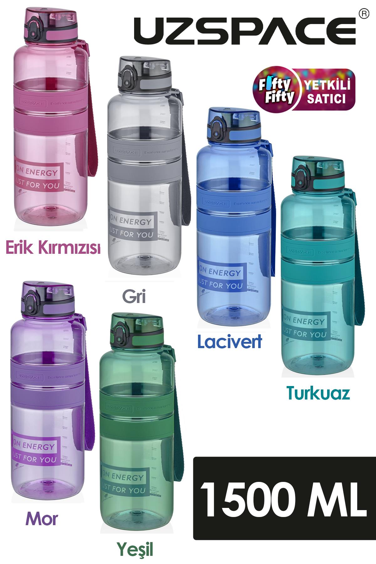 Uzspace Tritan Su Matarası 1500ml 1.5 Litre Mega Boy Yenilenen Renkler 
