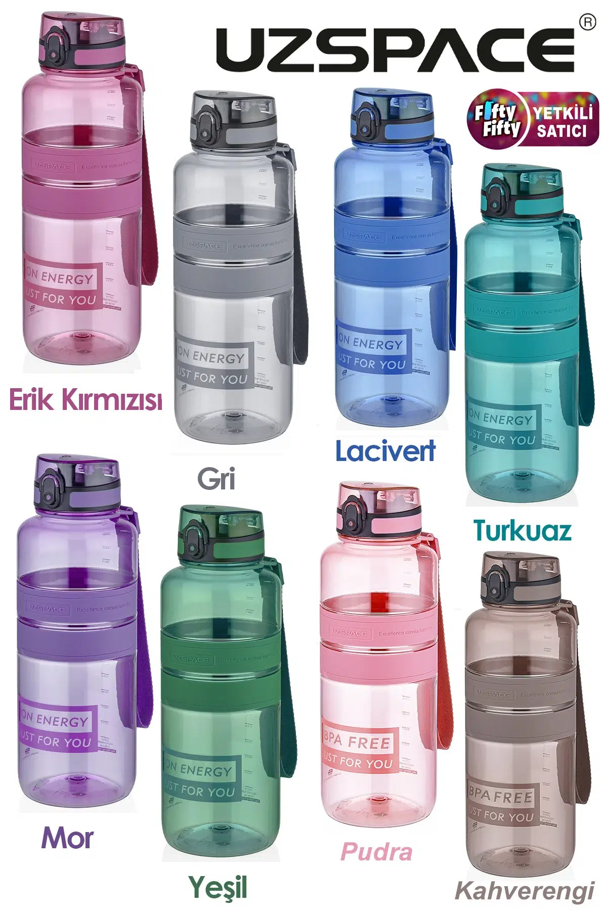 Uzspace Tritan Su Matarası 1500ml 1.5 Litre Mega Boy Yenilenen Renkler 