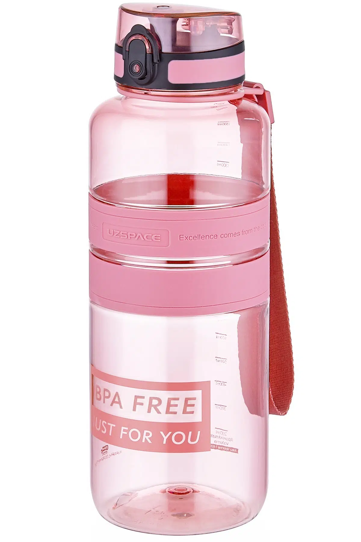 Uzspace Tritan Su Matarası 1500ml 1.5 Litre Mega Boy Yenilenen Renkler - Pudra