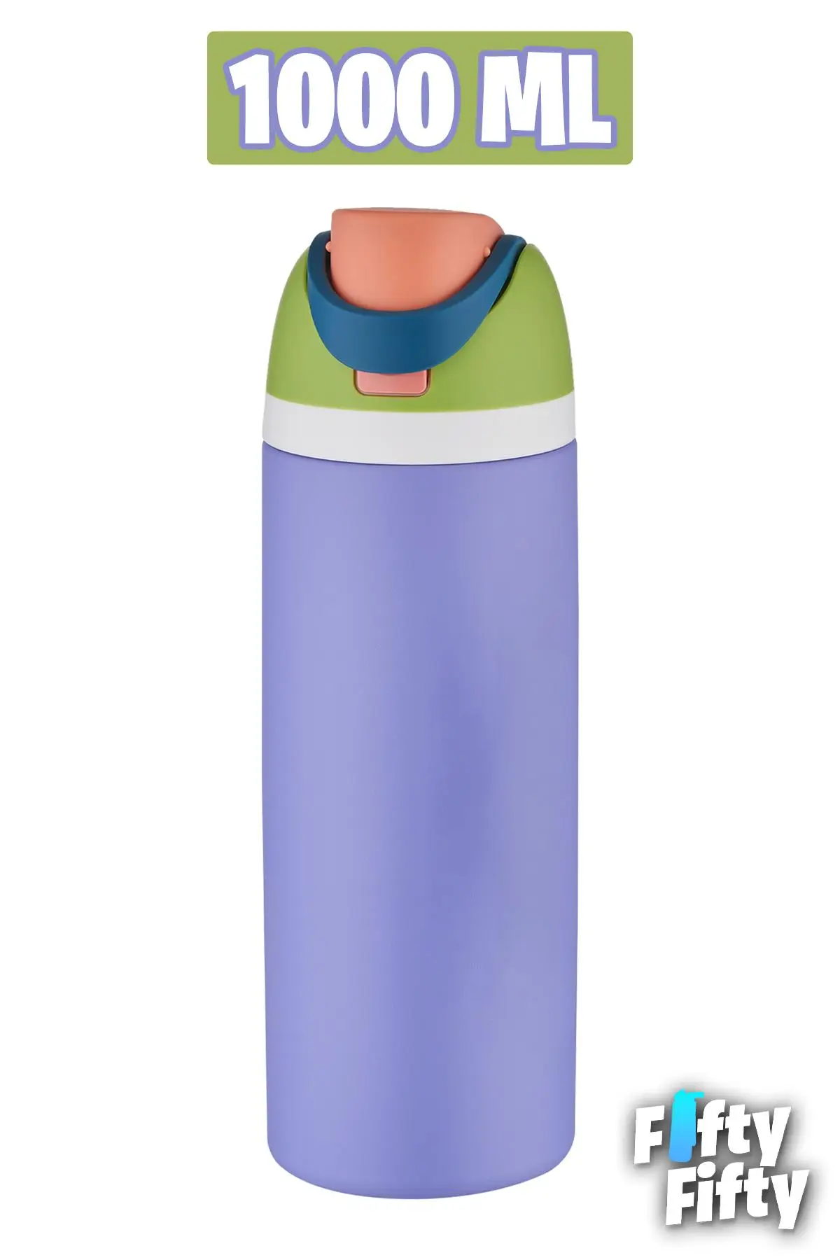 Vagonlife 1000 ML Tek Kapak Çift Kullanım Pipetli/Pipetsiz Taşıma Kulplu Çelik Termos -FFVGN045ML10003RENK