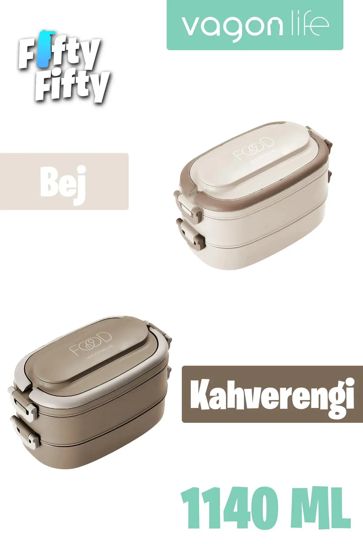 Vagonlife 1140 ML 2 Kat Paslanmaz Çelik Çorba Kaseli Bento Lunch Box Yeni Nesil Sefer Tası -FFLBOX10403