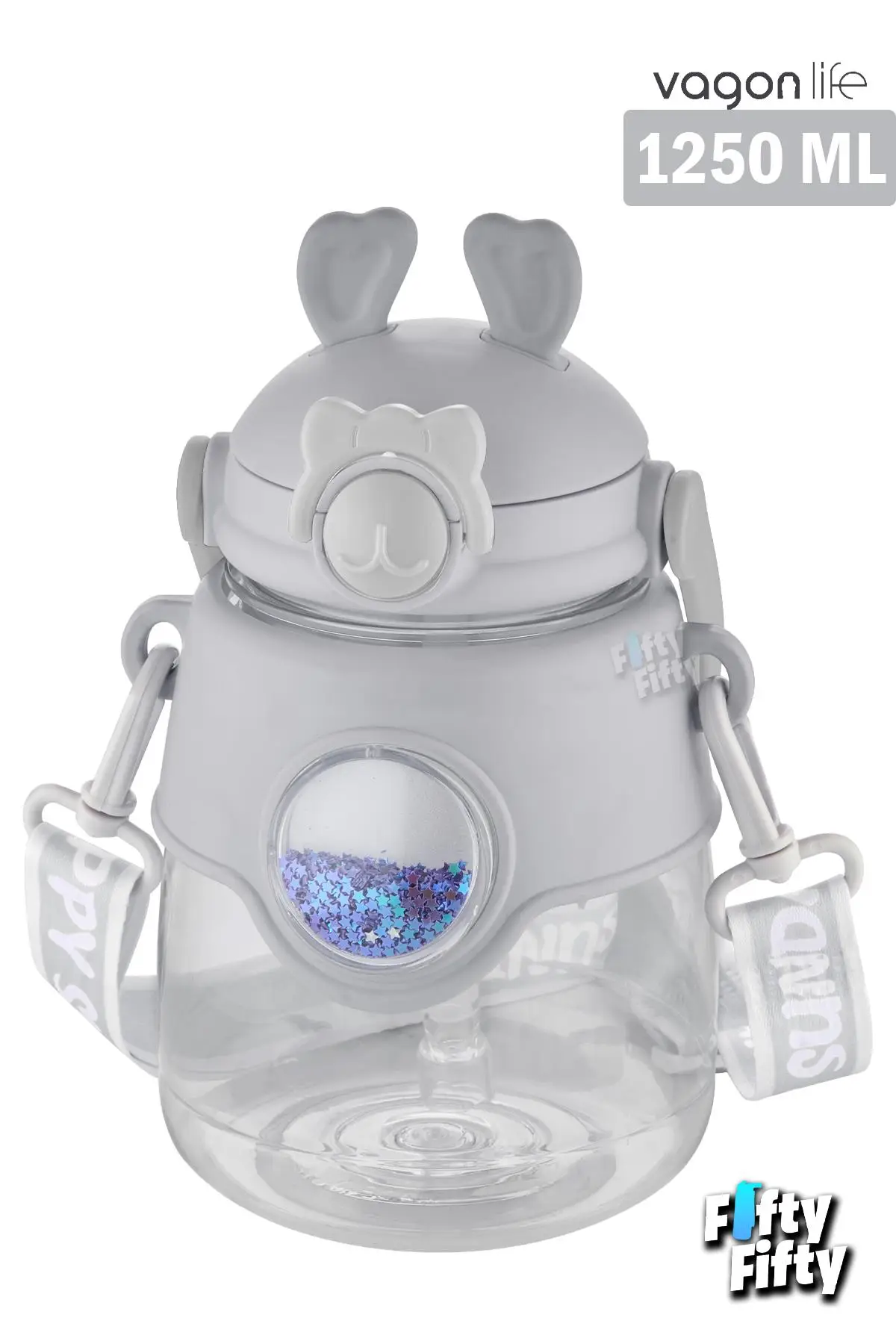 Vagonlife 1250 ML Pipetli Büyük Boy Askılı Ve Kulplu Su Matarası -Çıkartma Hediyeli-FFVGN6277-1250ML