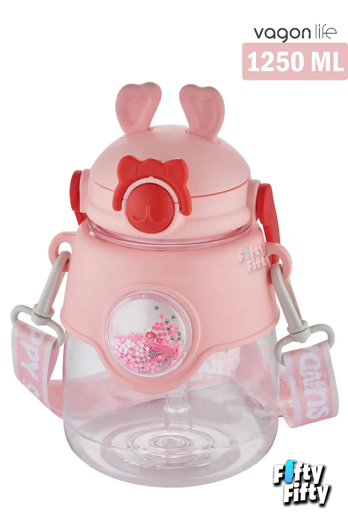 Vagonlife 1250 ML Pipetli Büyük Boy Askılı Ve Kulplu Su Matarası -Çıkartma Hediyeli-FFVGN6277-1250ML