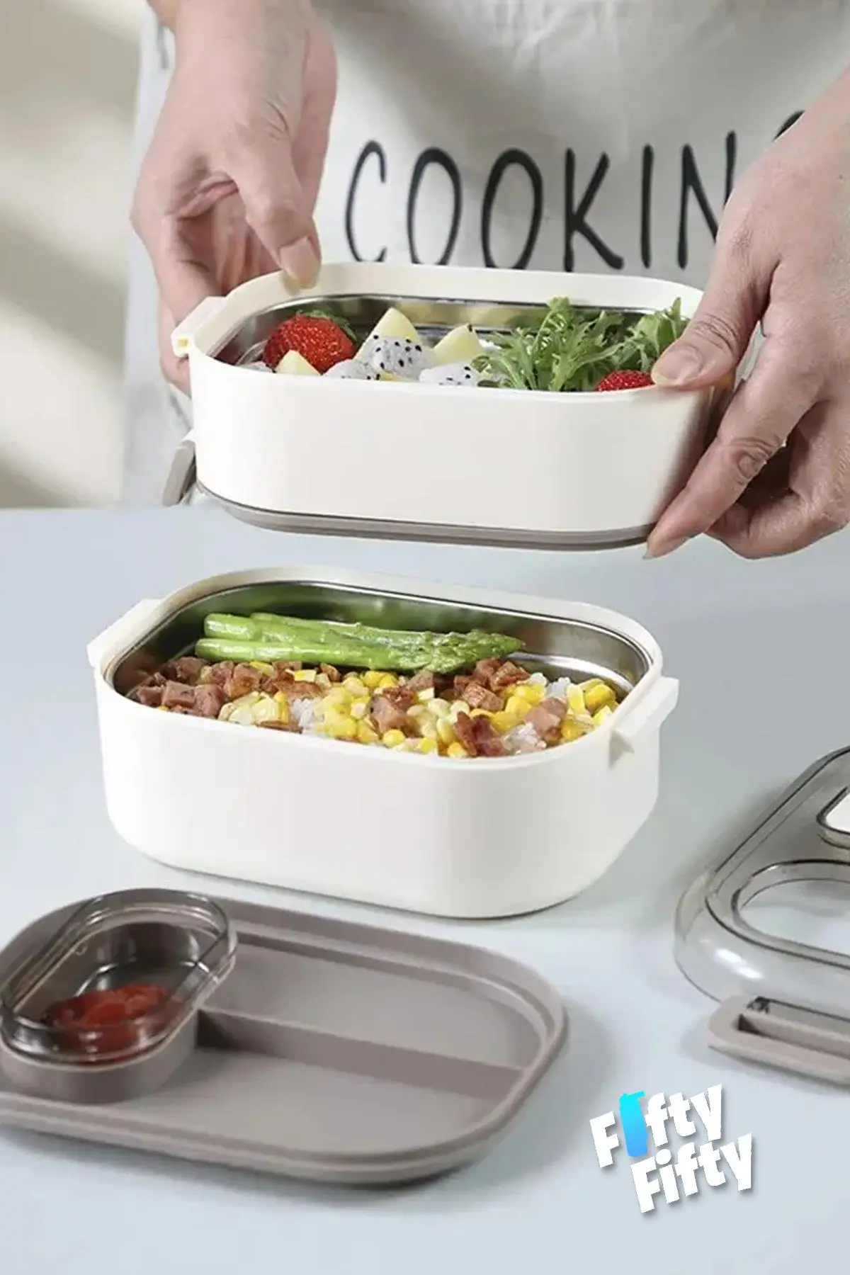 Vagonlife 1450 ML 3 Kat Çelik (2 Kat Kullanılabilir) Bento Lunch Box Yeni Nesil Sefer Tası-FFLBOX7083
