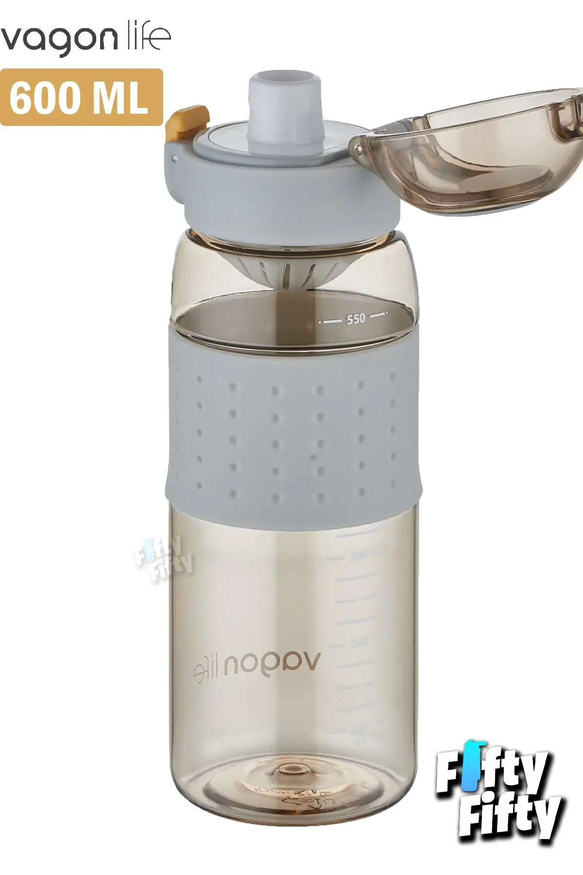 Vagonlife 600 ML Rahat İçim (Pipetsiz) Kulplu Kaydırmaz Gövde Su Matarası -Süzgeçli-FFVGN2024600ML