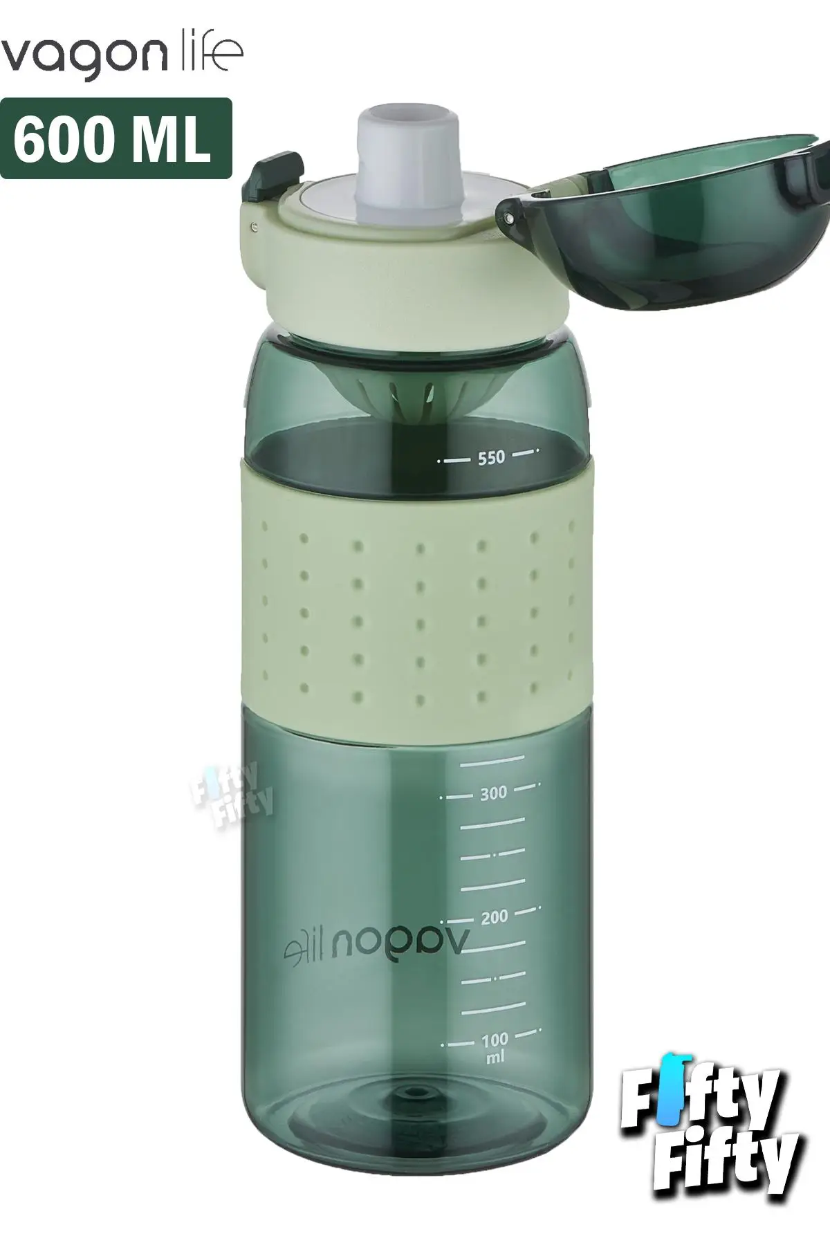 Vagonlife 600 ML Rahat İçim (Pipetsiz) Kulplu Kaydırmaz Gövde Su Matarası -Süzgeçli-FFVGN2024600ML