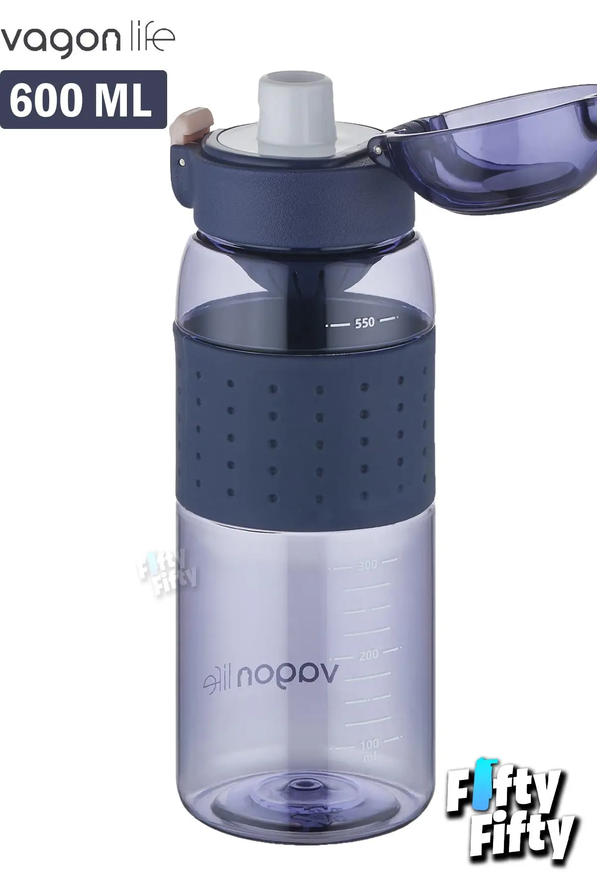 Vagonlife 600 ML Rahat İçim (Pipetsiz) Kulplu Kaydırmaz Gövde Su Matarası -Süzgeçli-FFVGN2024600ML