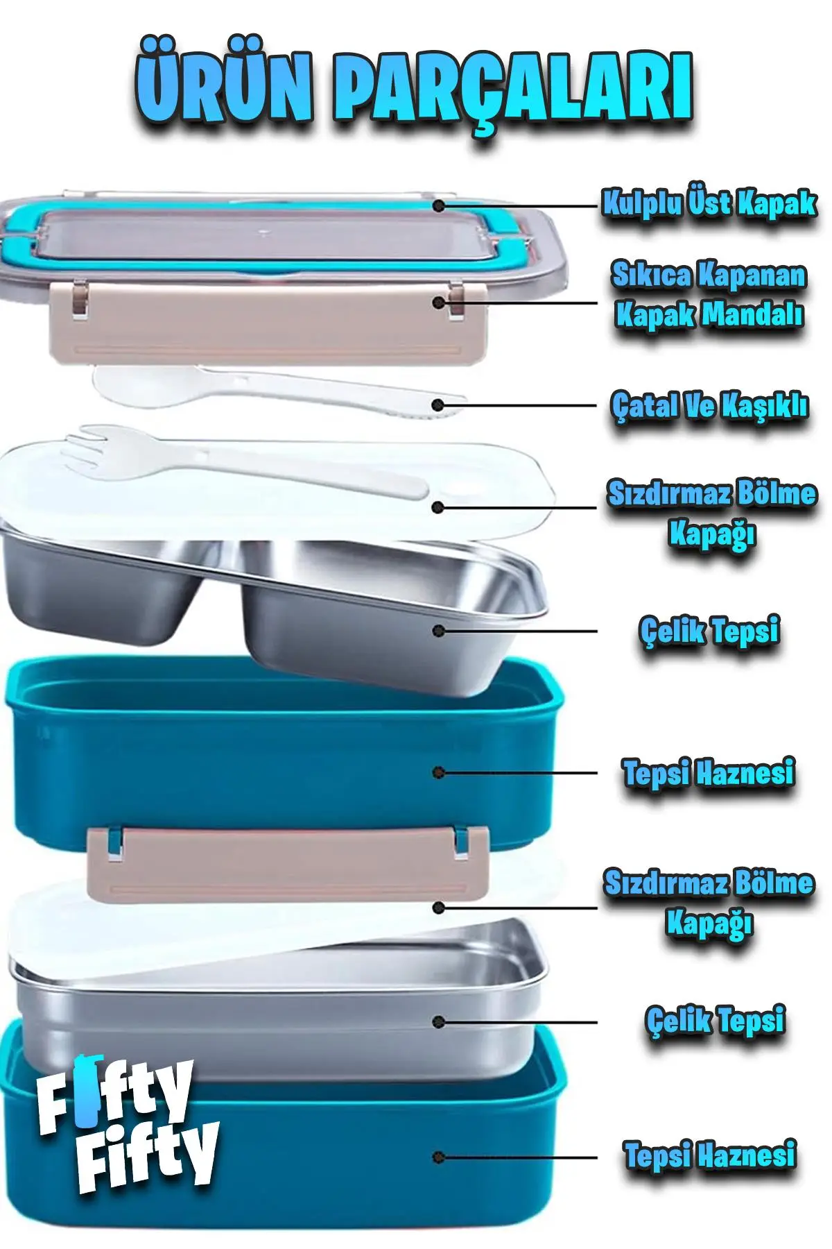 Vagonlife Bento Lunch Box 1600 ML 2 Kat Yeni Nesil Sefer Tası Paslanmaz Çelik -FFLBOX2221